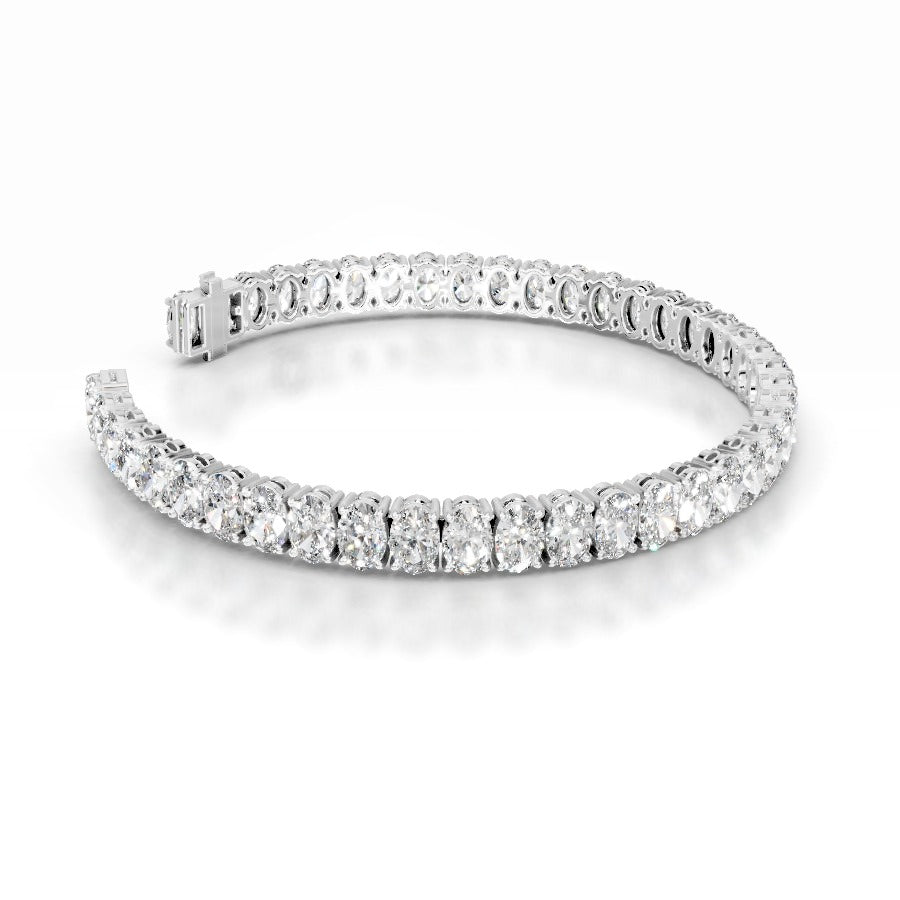 Audrey 15 CT Oval Tennis Lab Grown Diamond Bracelet - 14K White Gold