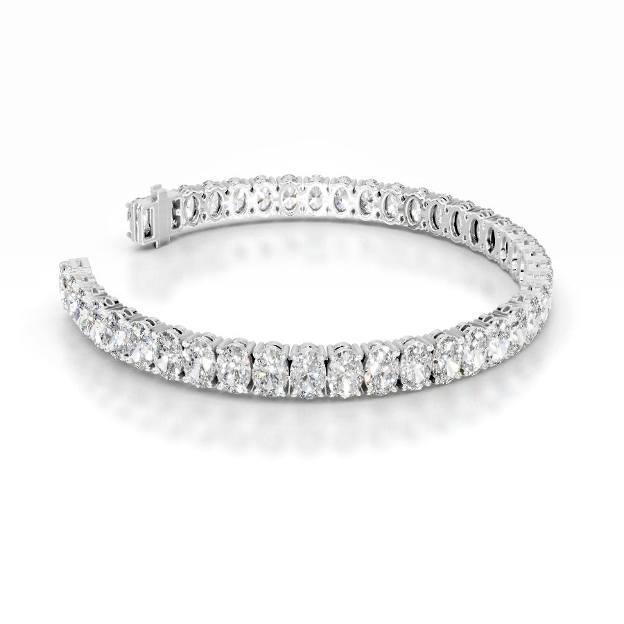 Audrey 16.5 CT Oval Tennis Lab Grown Diamond Bracelet - 14K Yellow Gold