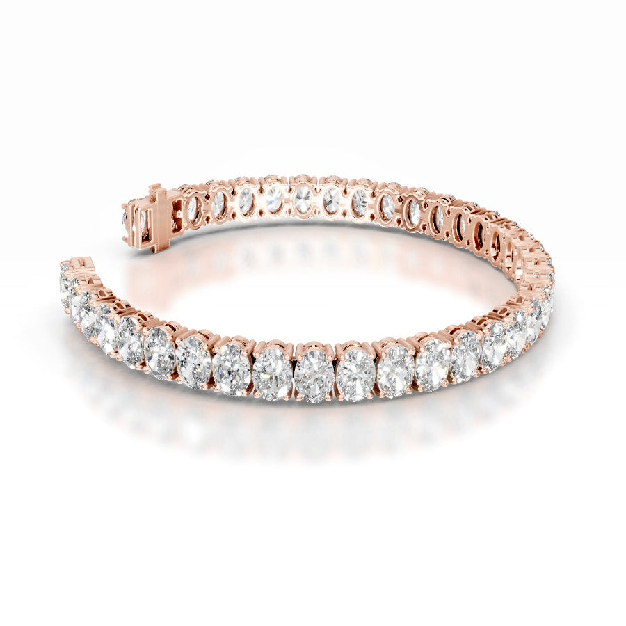 Audrey 18.5 CT Oval Tennis Lab Grown Diamond Bracelet - 14K Rose Gold