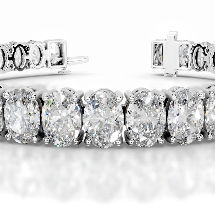 Audrey 18.5 CT Oval Tennis Lab Grown Diamond Bracelet - 14K Yellow Gold