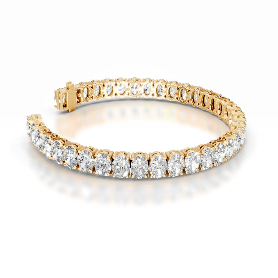 Audrey 15 CT Oval Tennis Lab Grown Diamond Bracelet - 14K Yellow Gold