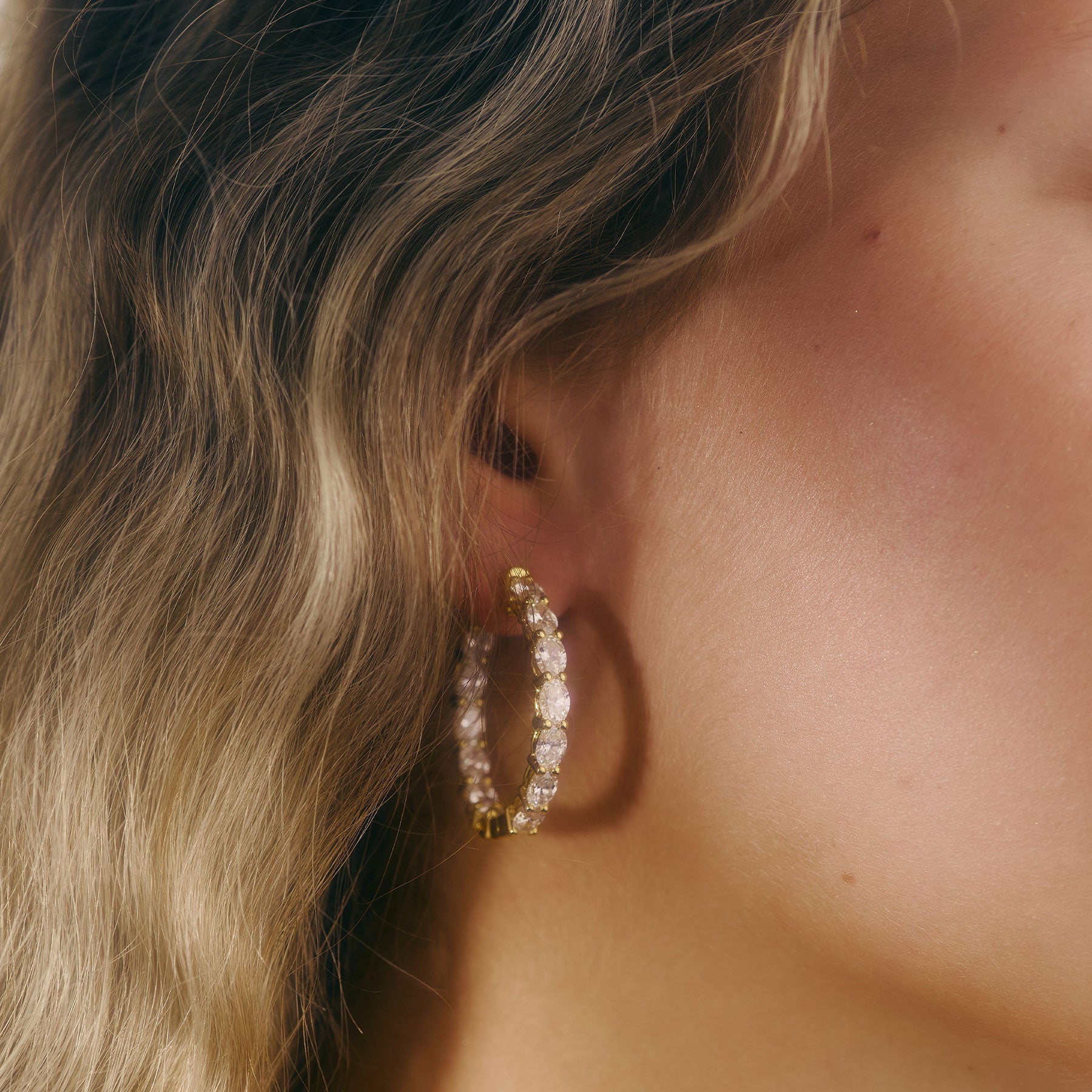 Daphne Lab Grown Diamond Hoop Earrings (4.30 Carat) -18K Yellow Gold (RTS)