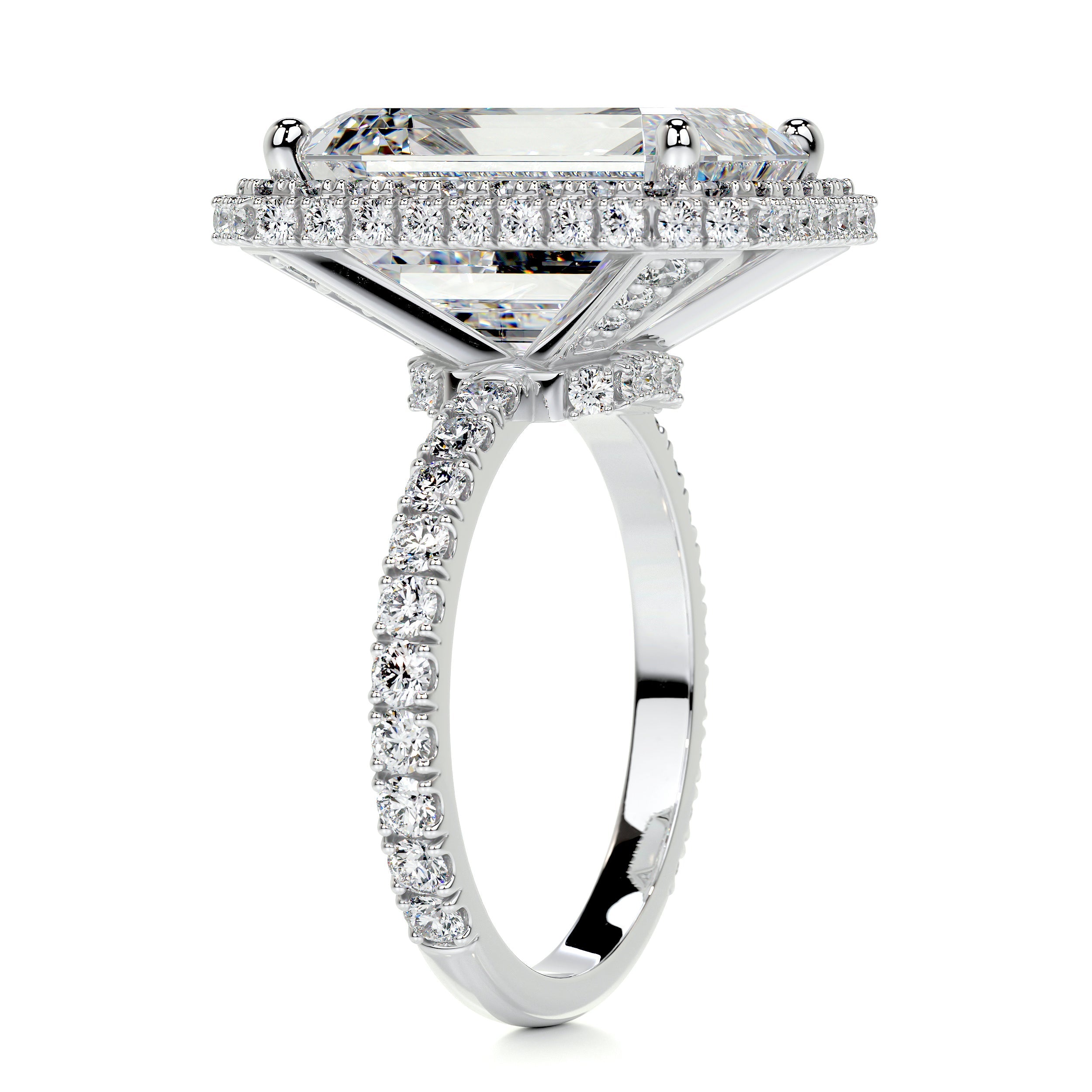 Claire Moissanite & Diamonds Ring   (8 Carat) -14K White Gold (RTS)
