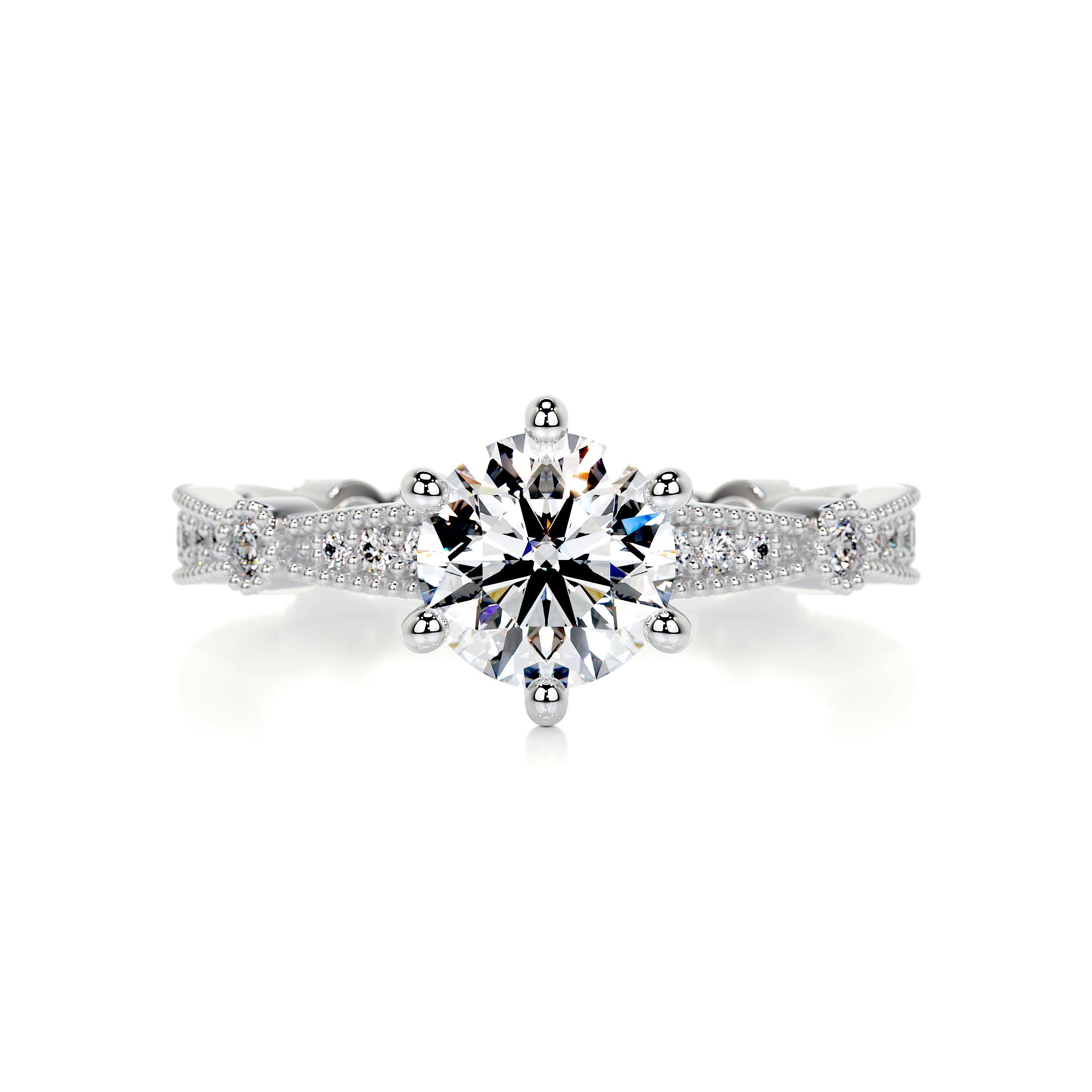Stacy Moissanite & Diamond Ring -14K White Gold (RTS)