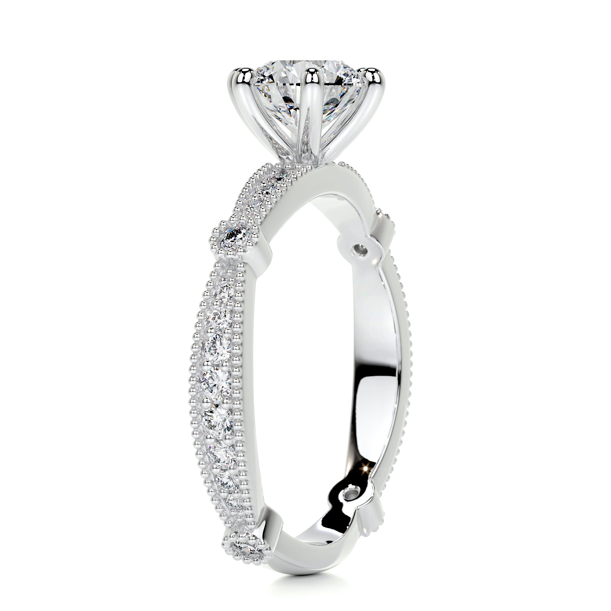 Stacy Moissanite & Diamond Ring -14K White Gold (RTS)