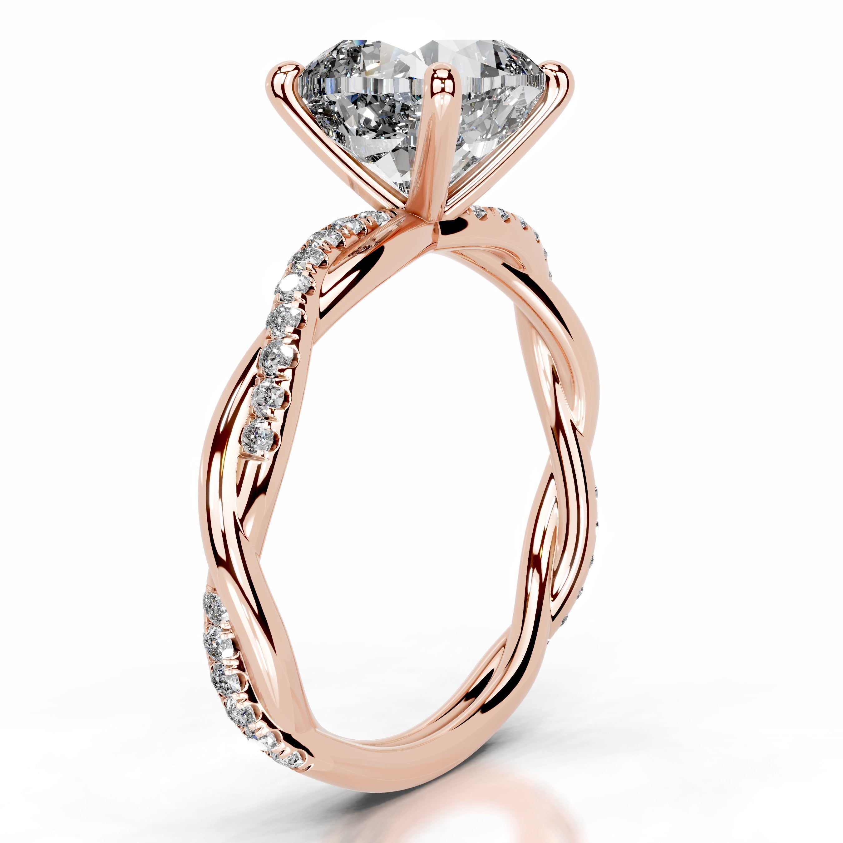 Crystal Diamond Engagement Ring - 14K Rose Gold - Main Stone 1.7 Carat