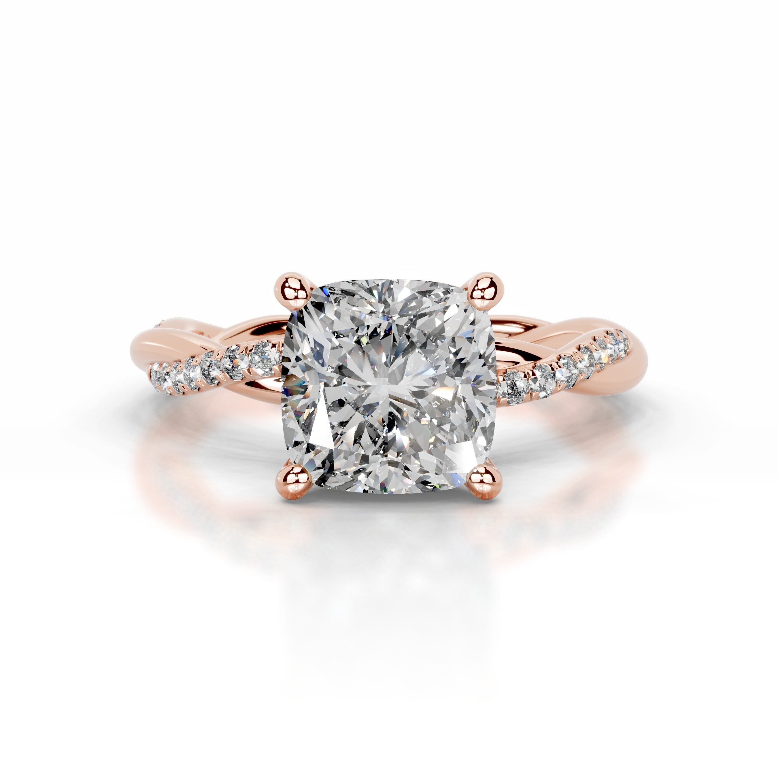 Crystal Diamond Engagement Ring - 14K Rose Gold - Main Stone 1.7 Carat