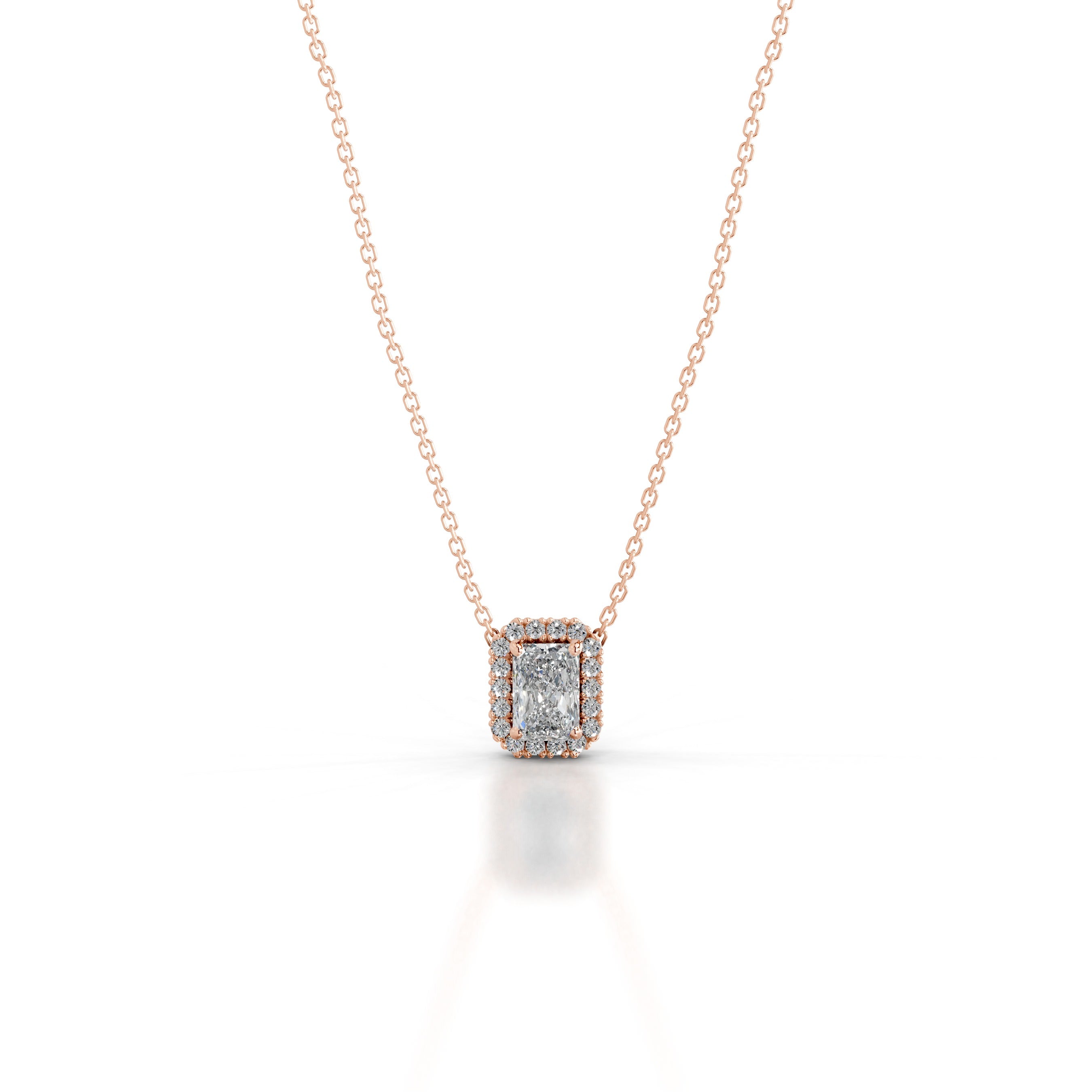 Manon Diamond Halo Pendant - 14K Rose Gold