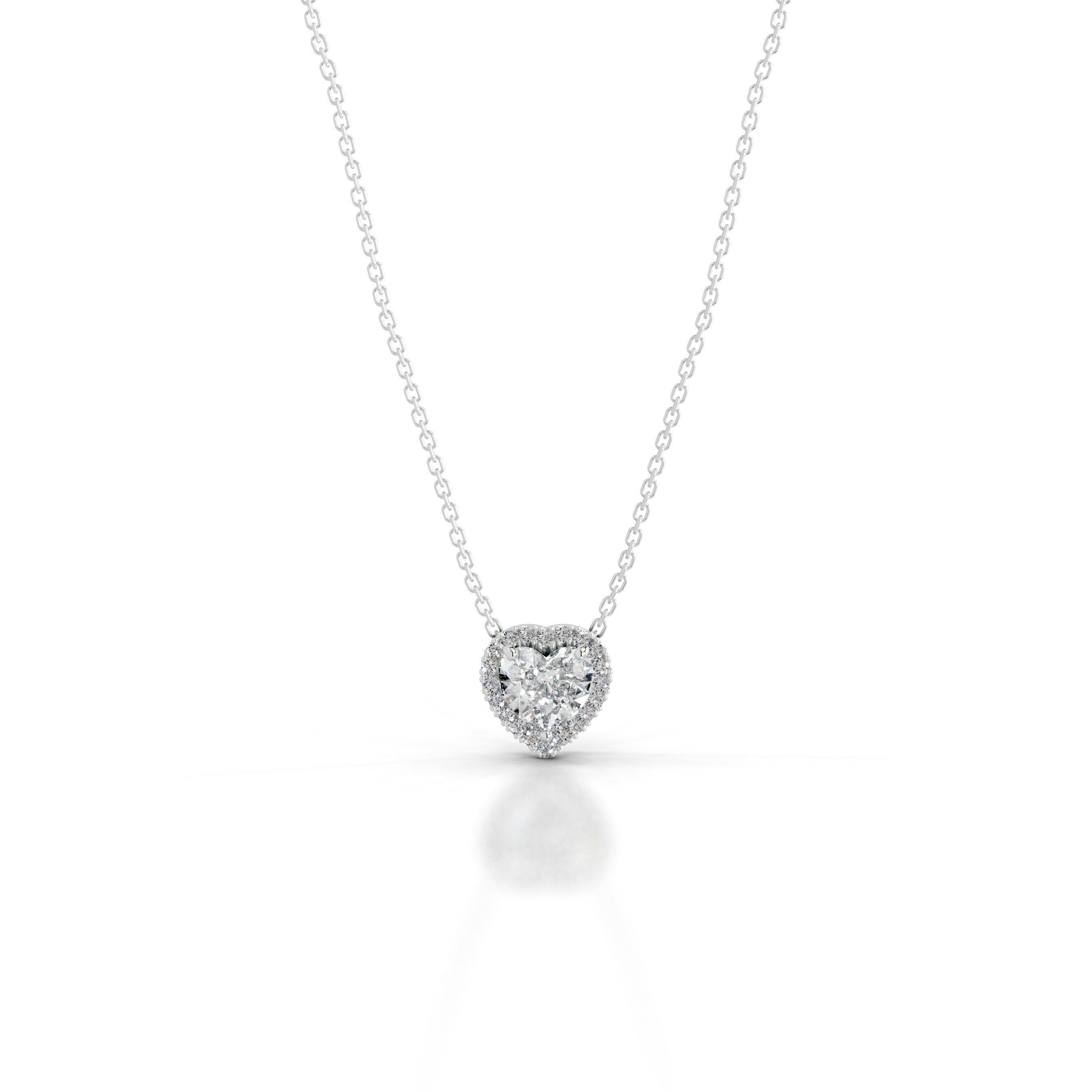 Manon Diamond Halo Pendant - 18K White Gold - Main Stone 1.5 Carat