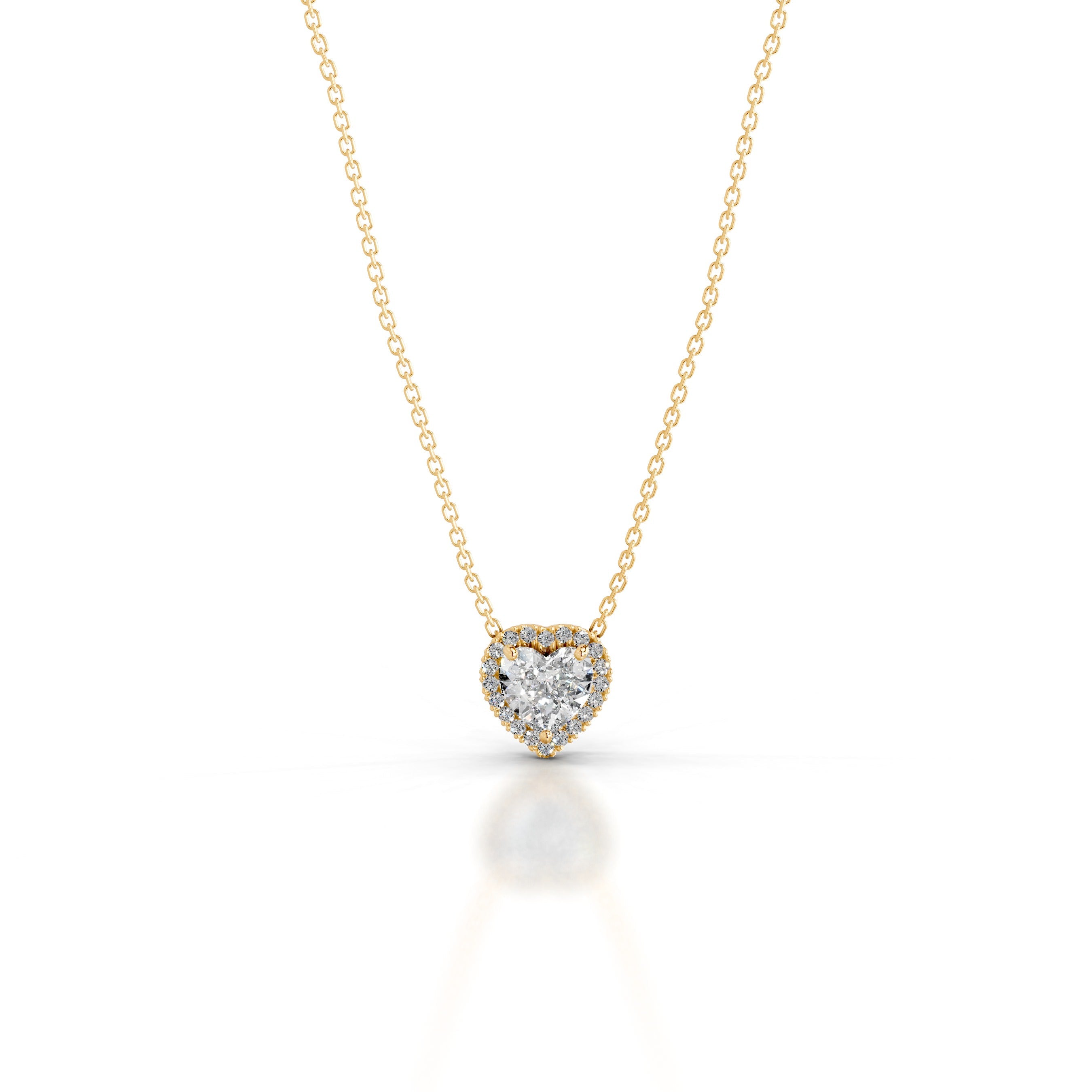 Manon Diamond Halo Pendant - 18K Yellow Gold - Main Stone 1.5 Carat