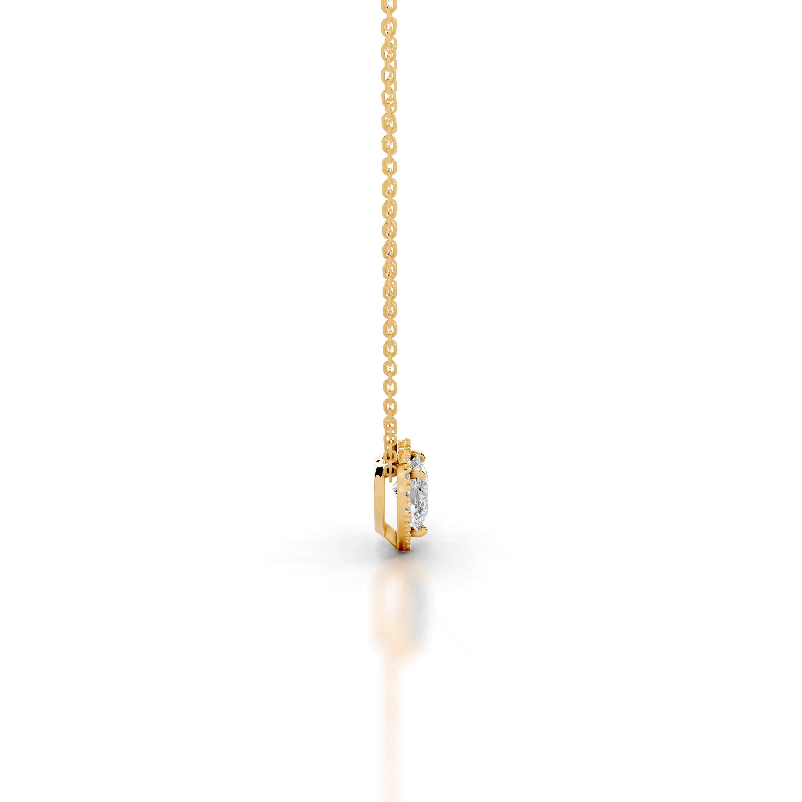 Manon Diamond Halo Pendant - 18K Yellow Gold - Main Stone 1.5 Carat