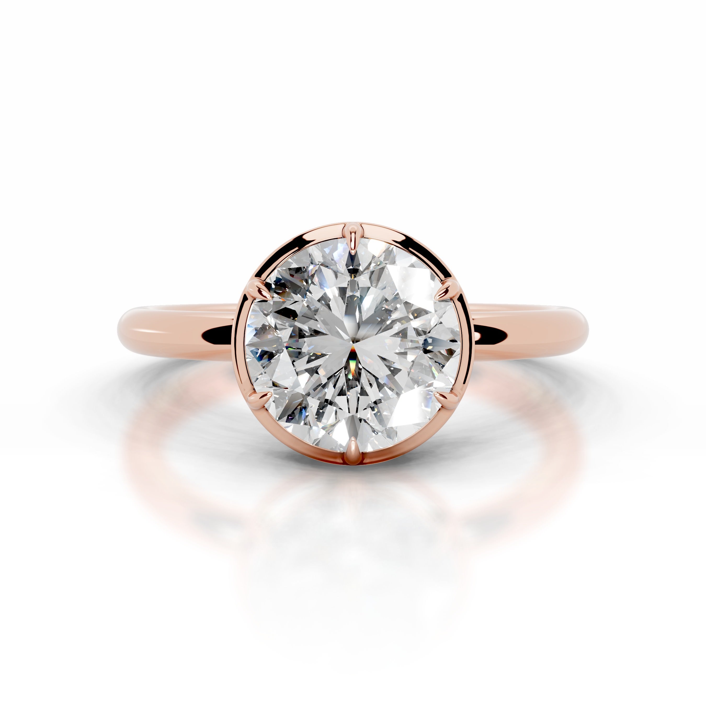 Narcisa Round Diamond Engagement Ring - 14K Rose Gold