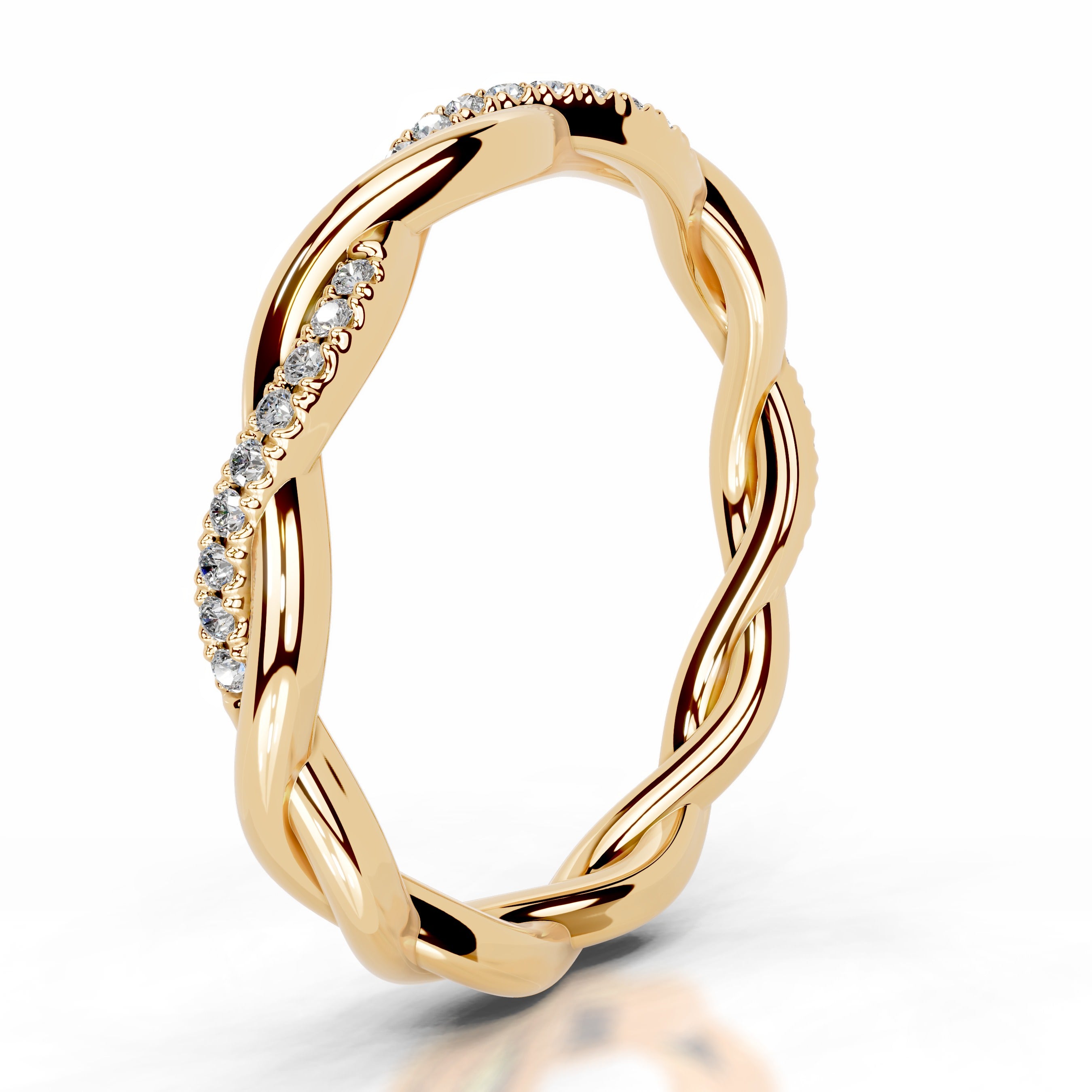 Tsumugi Diamond Wedding band - 18K Yellow Gold