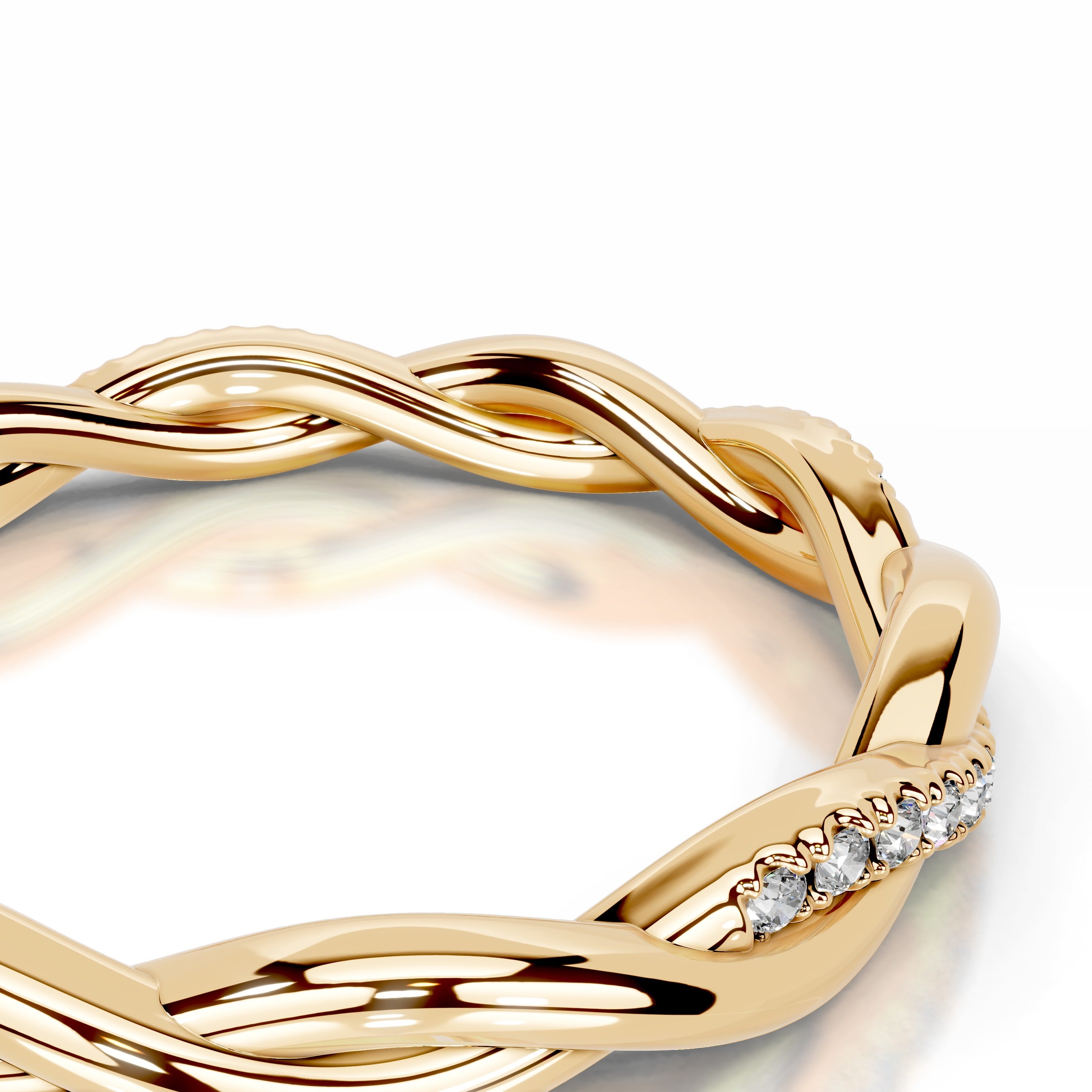 Tsumugi Diamond Wedding band - 18K Yellow Gold