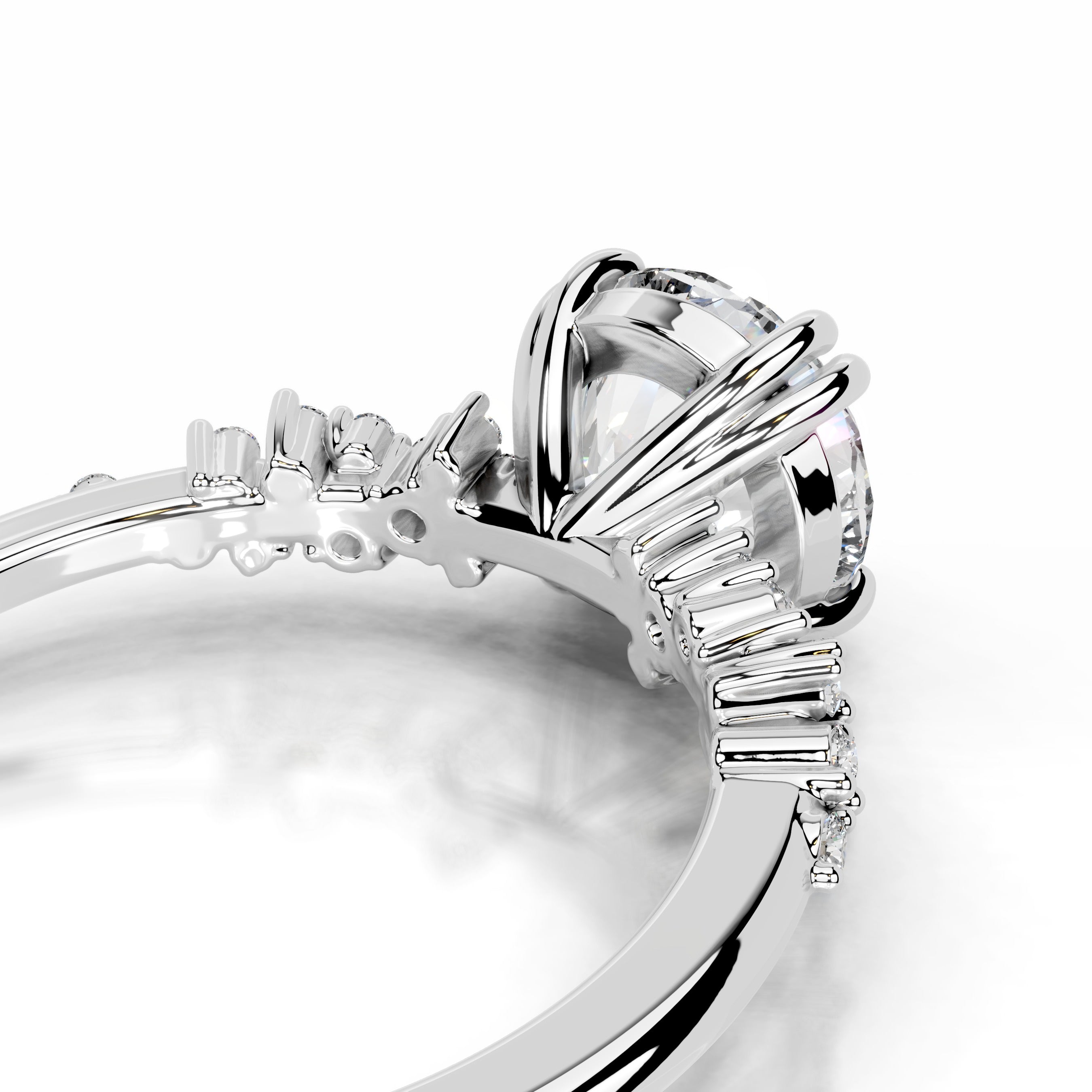 Emaline Diamond Engagement Ring - 14K White Gold