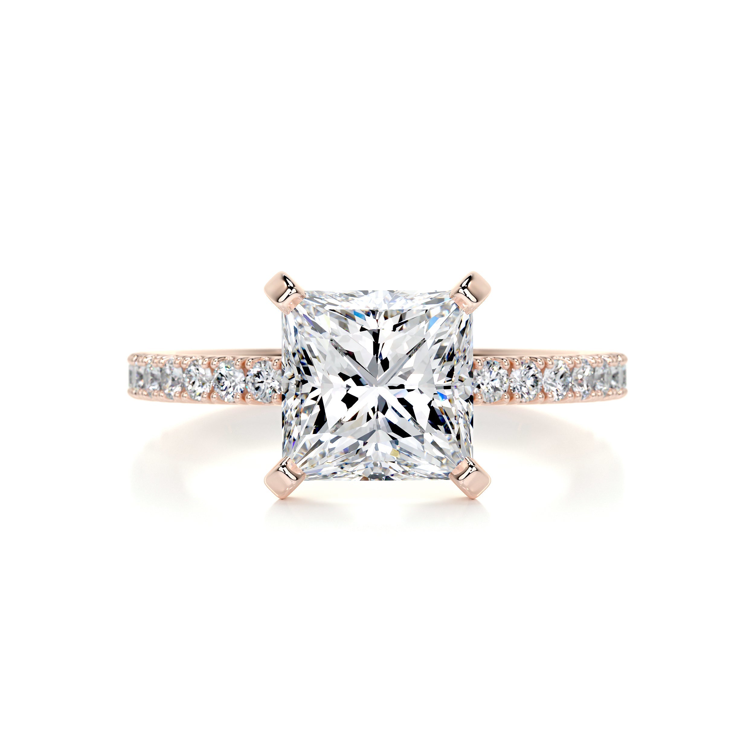 Stephanie Moissanite & Diamond Ring -14K Rose Gold