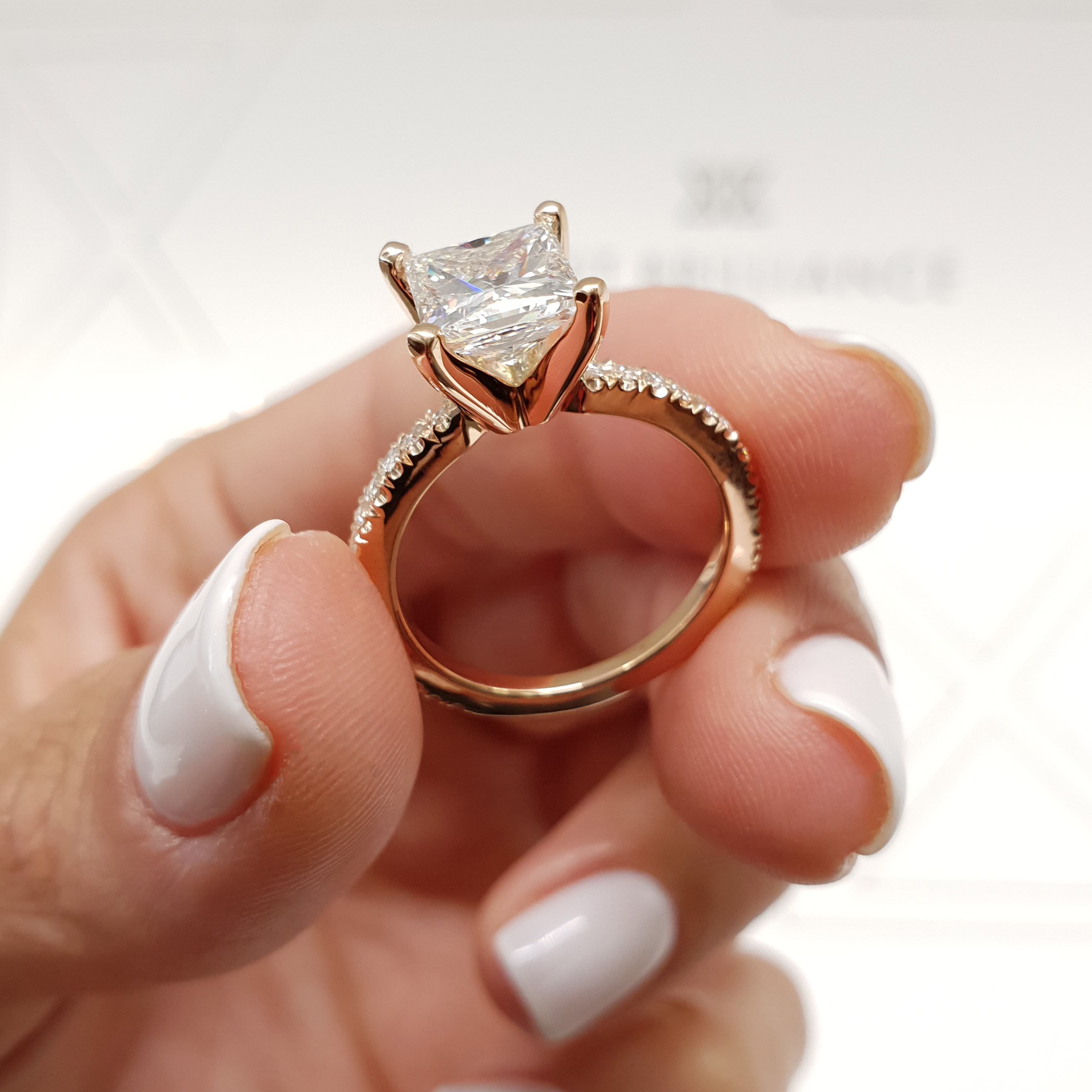 Stephanie Moissanite & Diamond Ring -14K Rose Gold
