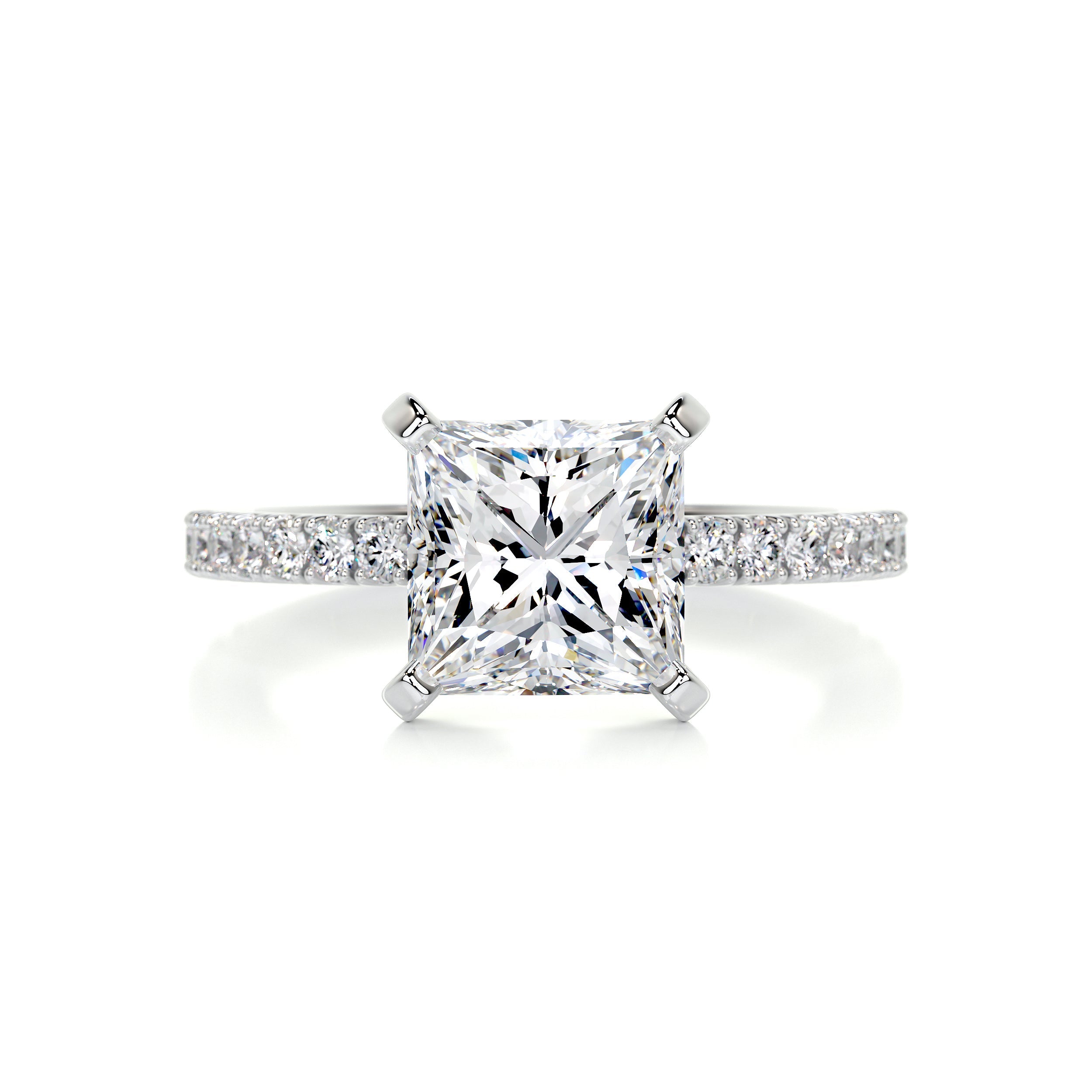 Stephanie Moissanite & Diamonds Ring -14K White Gold