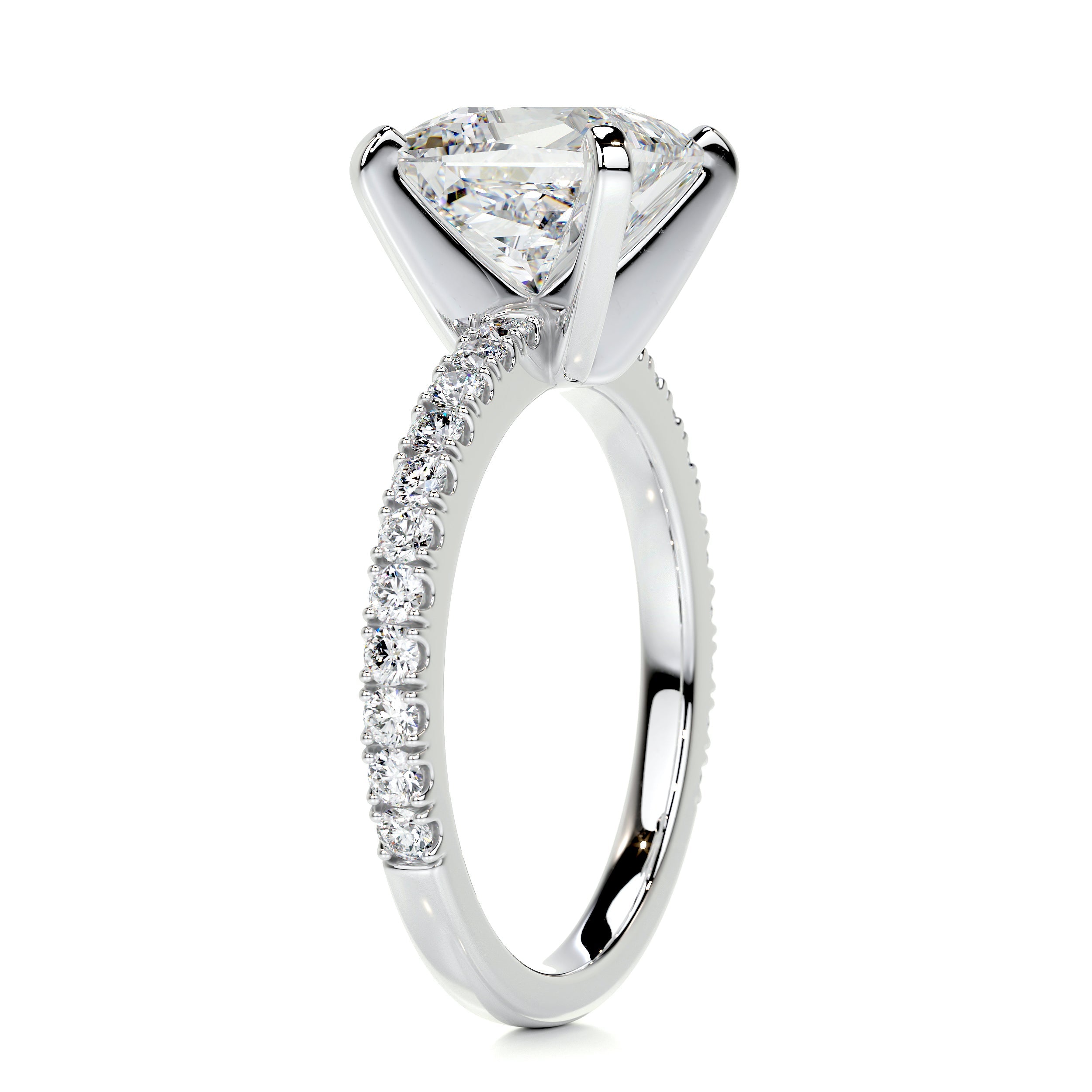 Stephanie Moissanite & Diamond Ring -18K White Gold