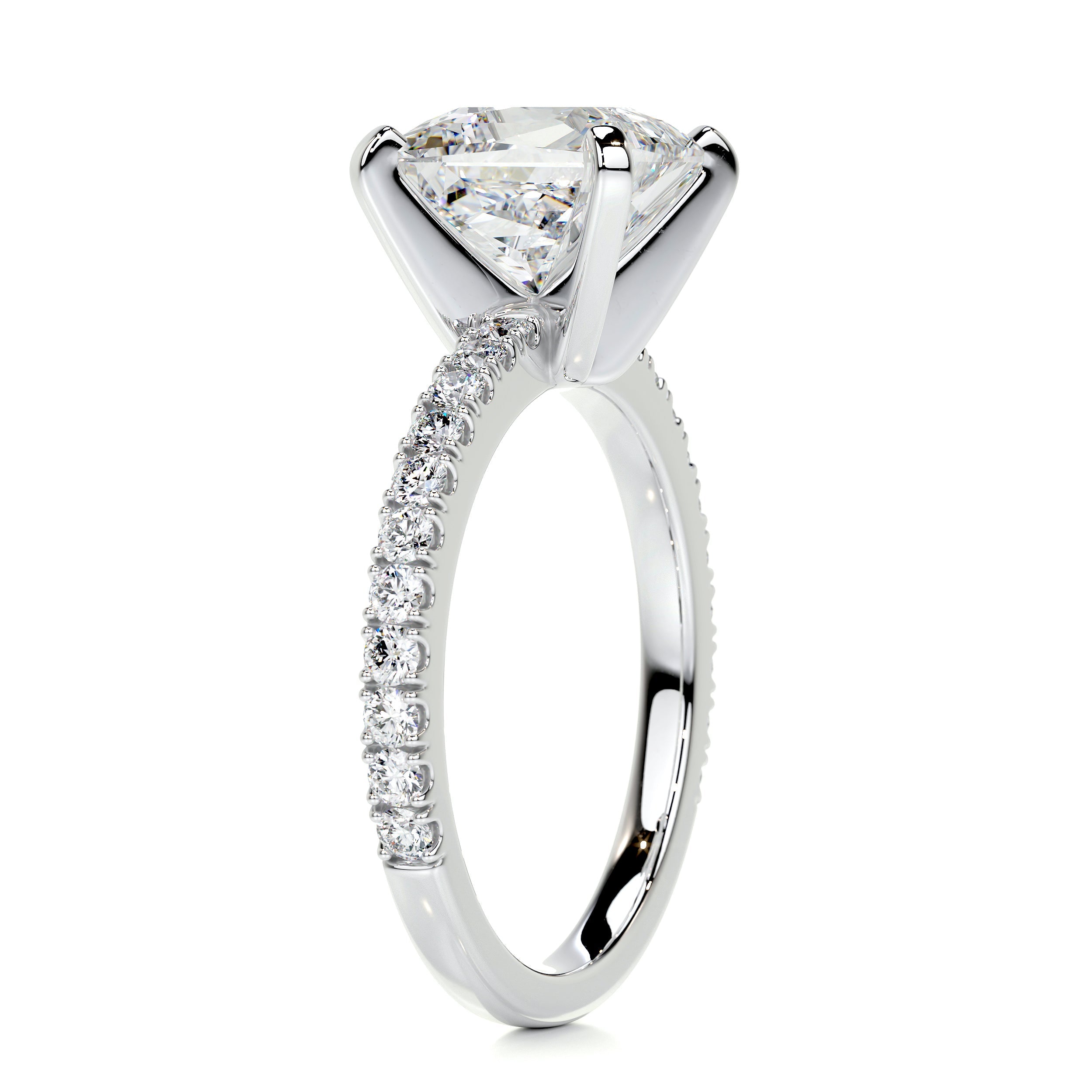 Stephanie Moissanite & Diamonds Ring -14K White Gold