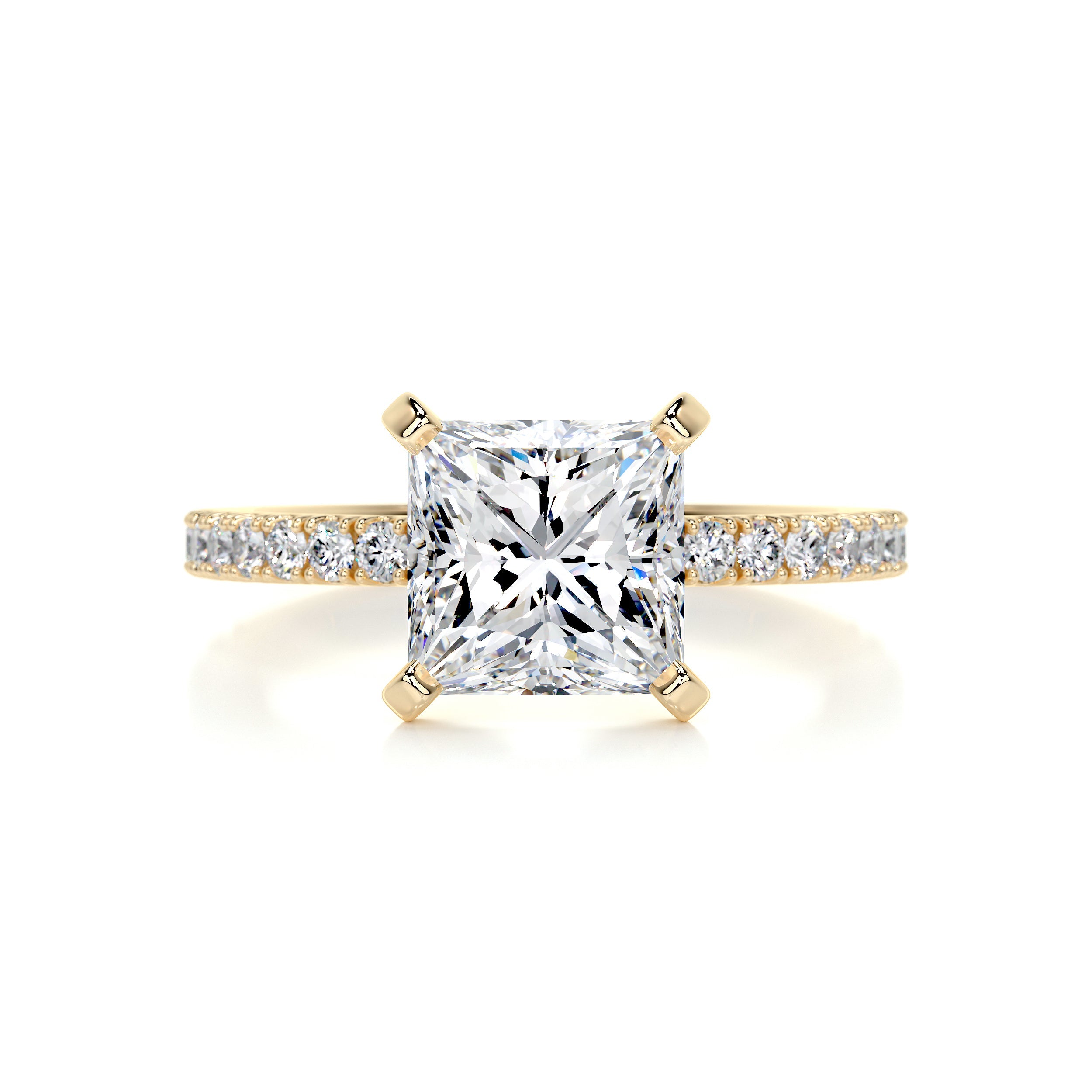 Stephanie Moissanite & Diamond Ring -18K Yellow Gold