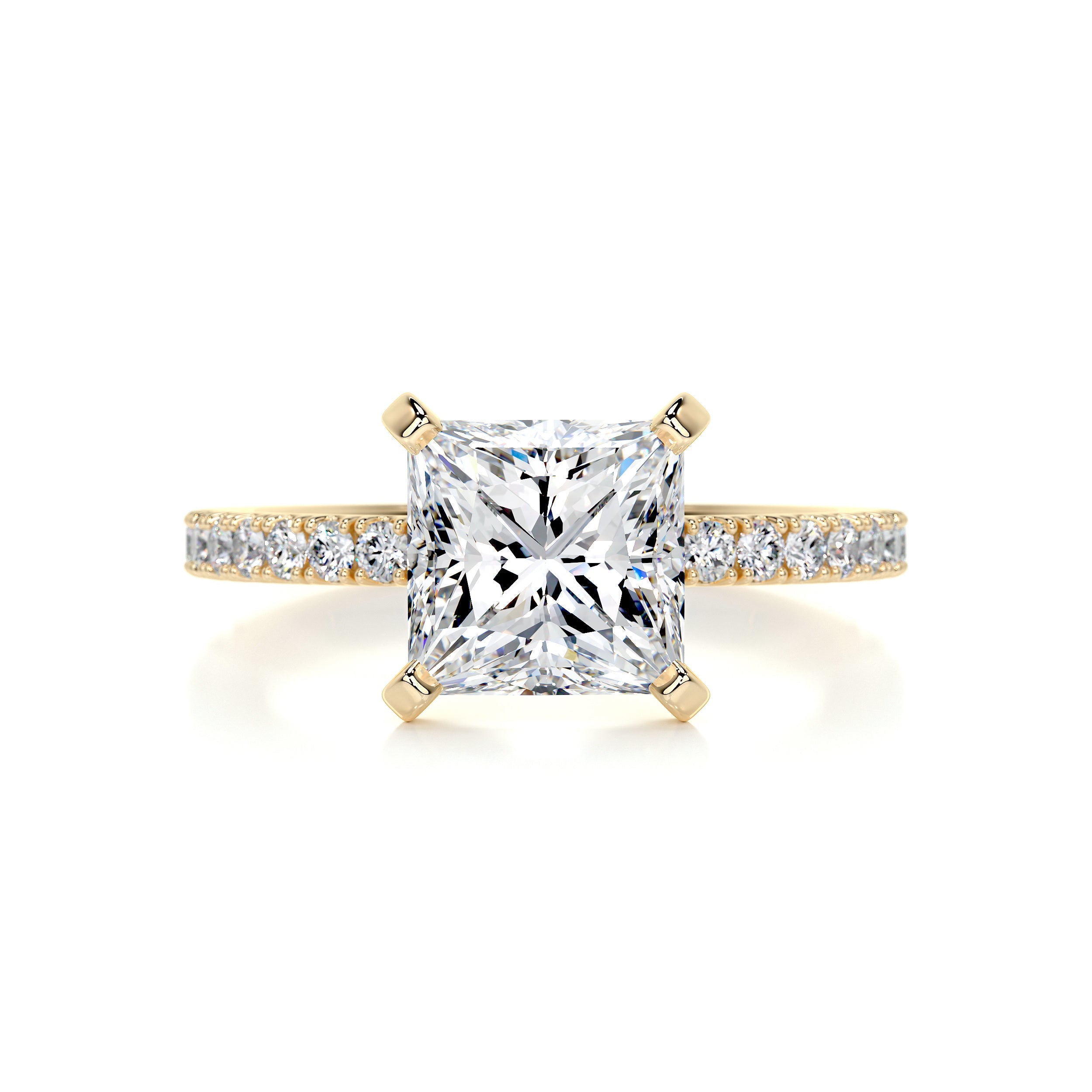 Stephanie Moissanite & Diamonds Ring -18K Yellow Gold