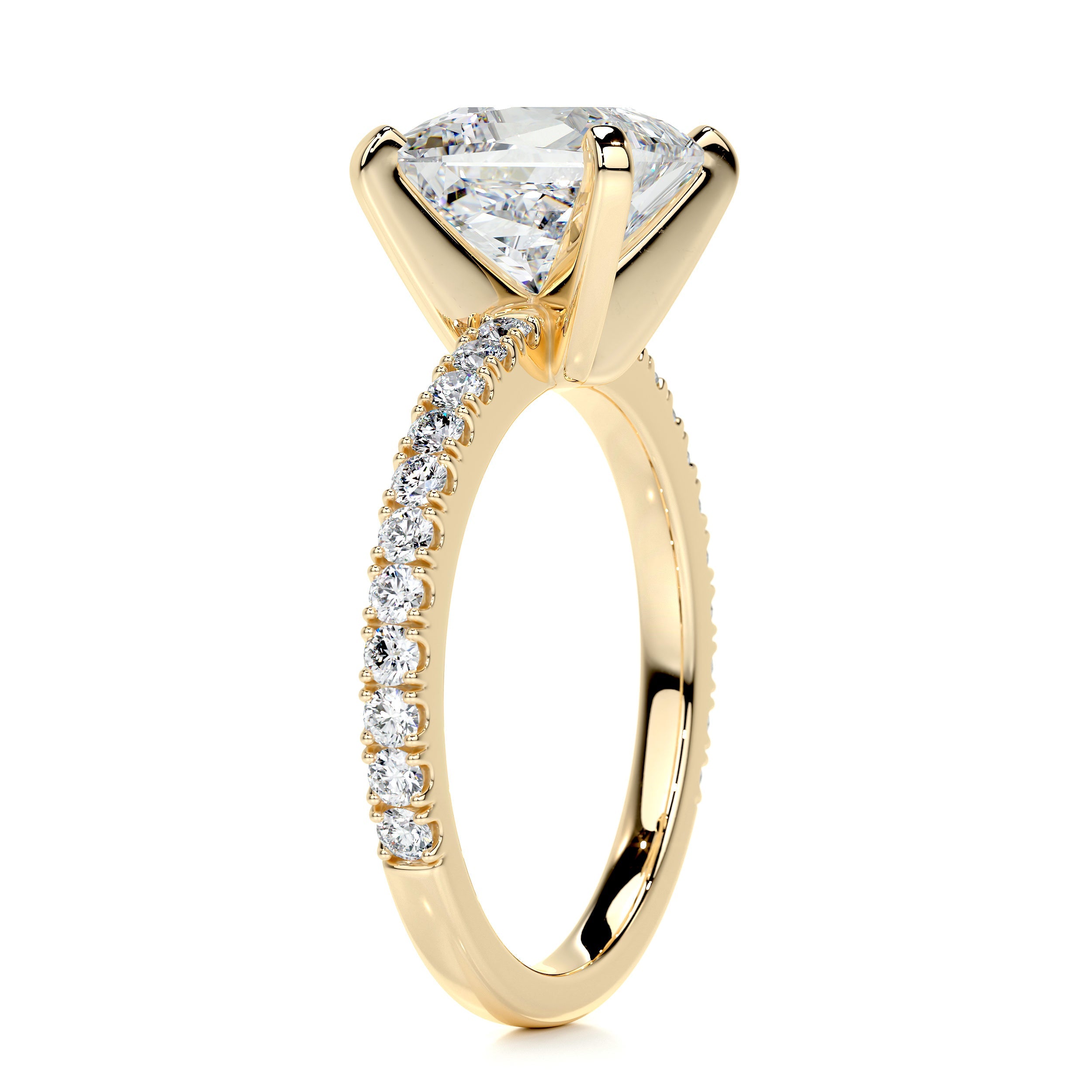 Stephanie Moissanite & Diamond Ring -18K Yellow Gold