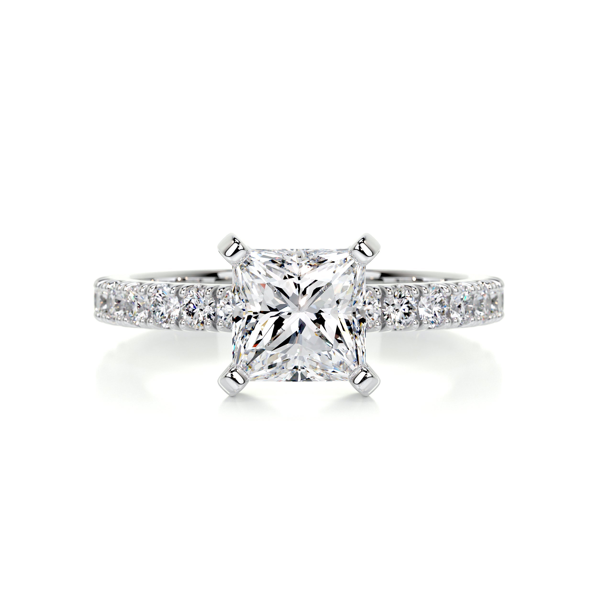 Blair Moissanite & Diamond Ring -14K White Gold