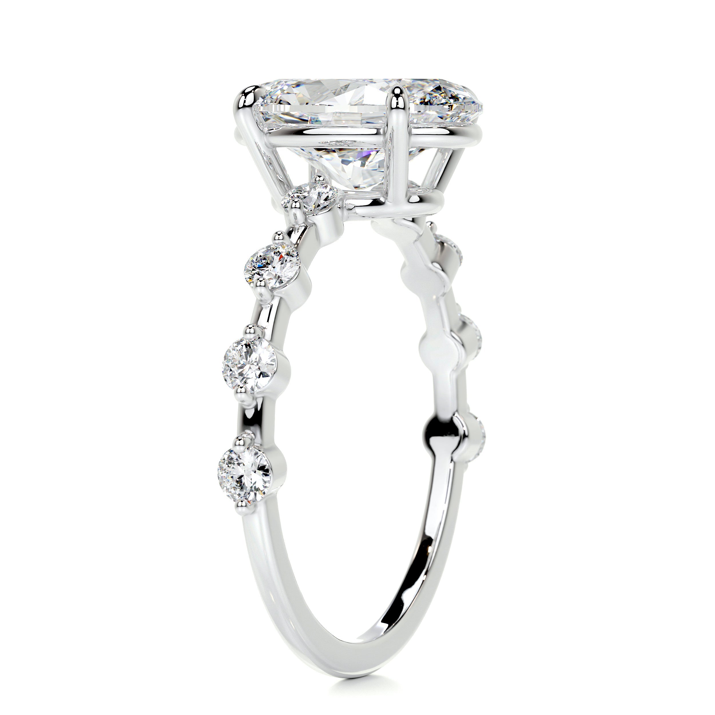Bell Diamond Engagement Ring -18K White Gold - Main Stone 3 Carat