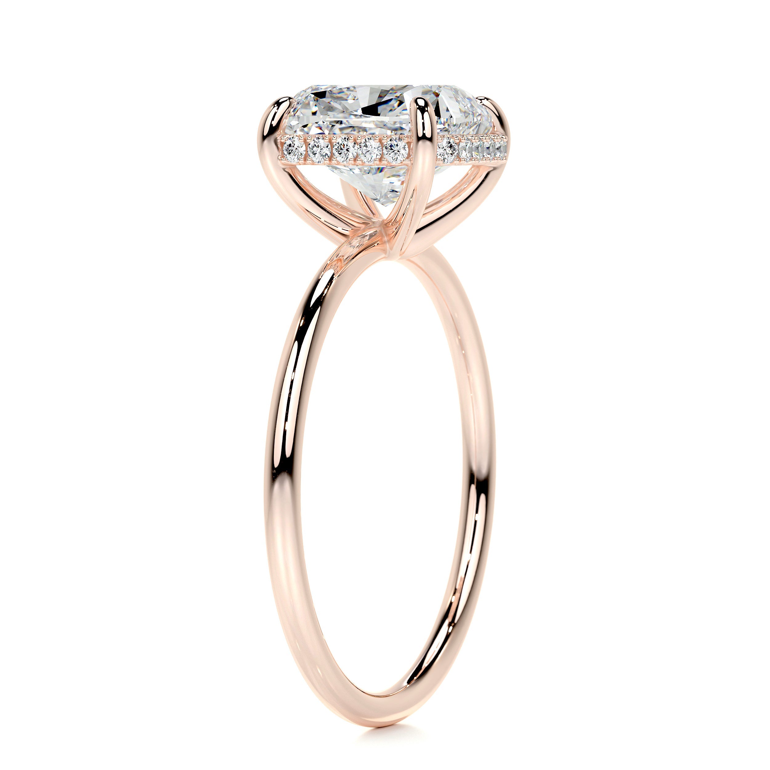 Priscilla Diamond Engagement Ring -14K Rose Gold - Main Stone 3.05 Carat