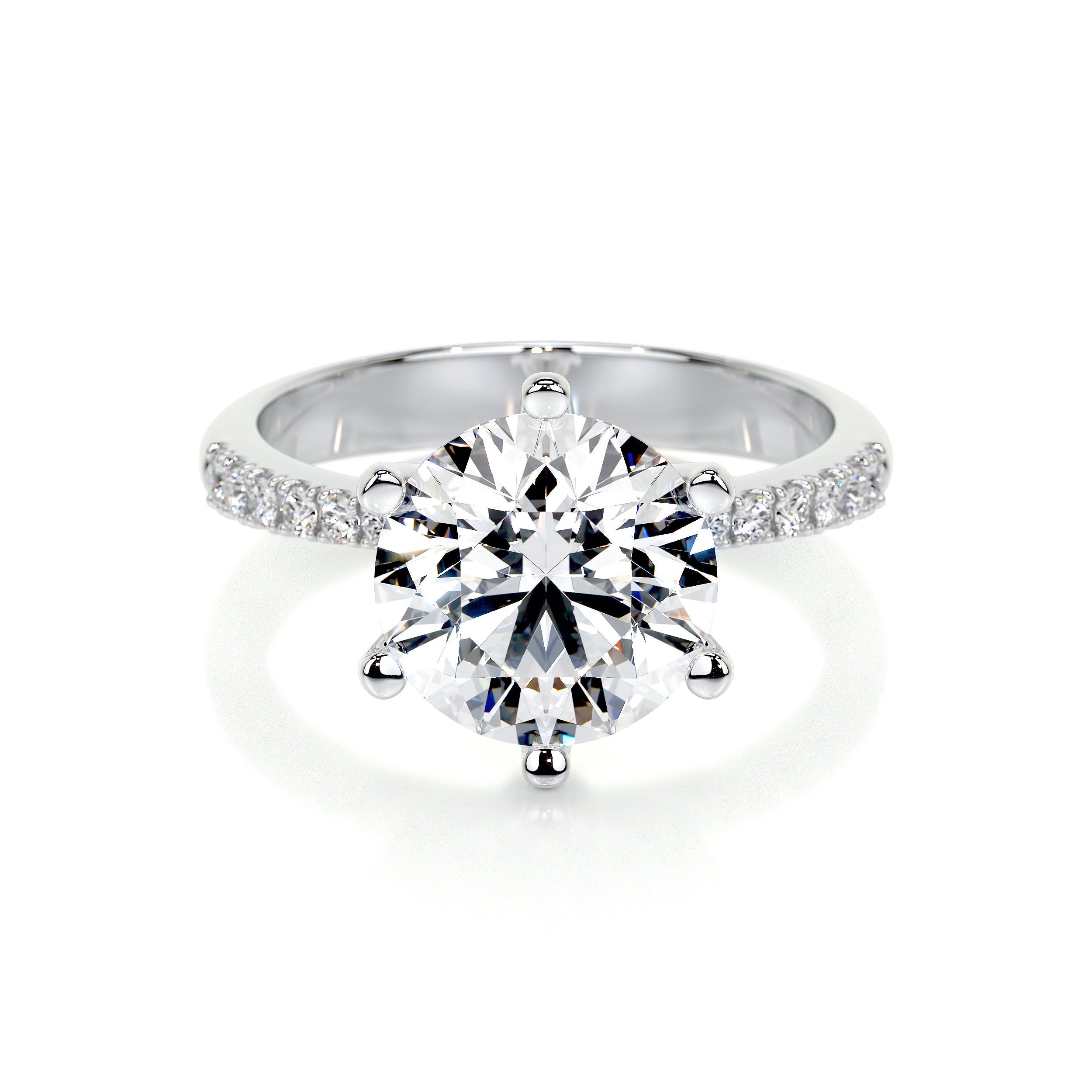 Samantha Lab Grown Diamond Ring Round -14K White Gold (RTS)