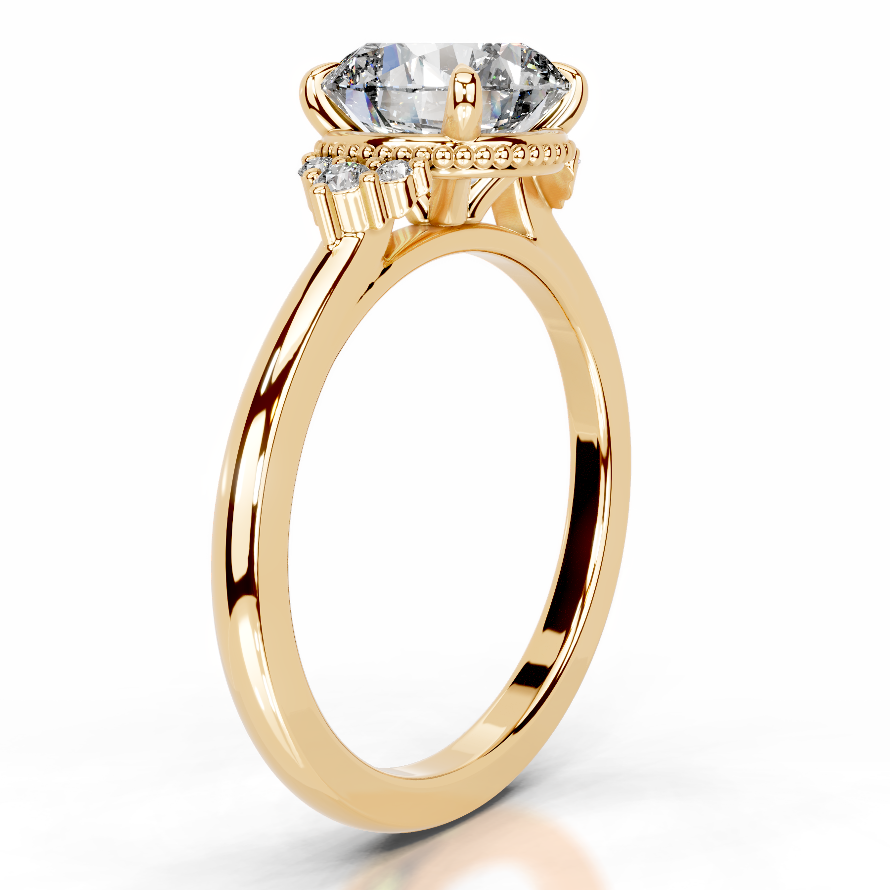 Natasha Lab Grown Diamond Ring   (2.10 Carat) -18K Yellow Gold