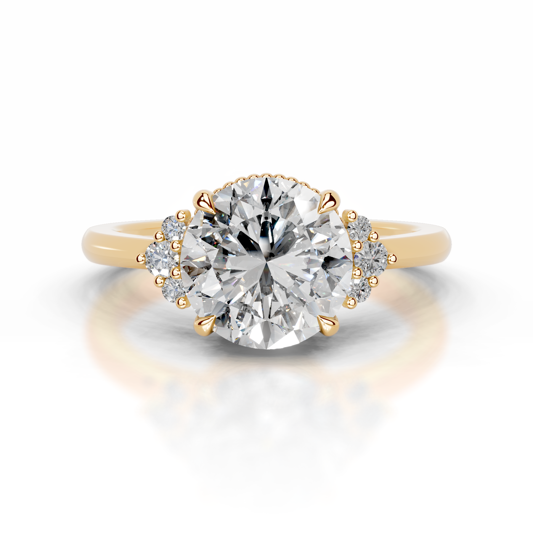 Natasha Lab Grown Diamond Ring (2.10 Carat) -18K Yellow Gold