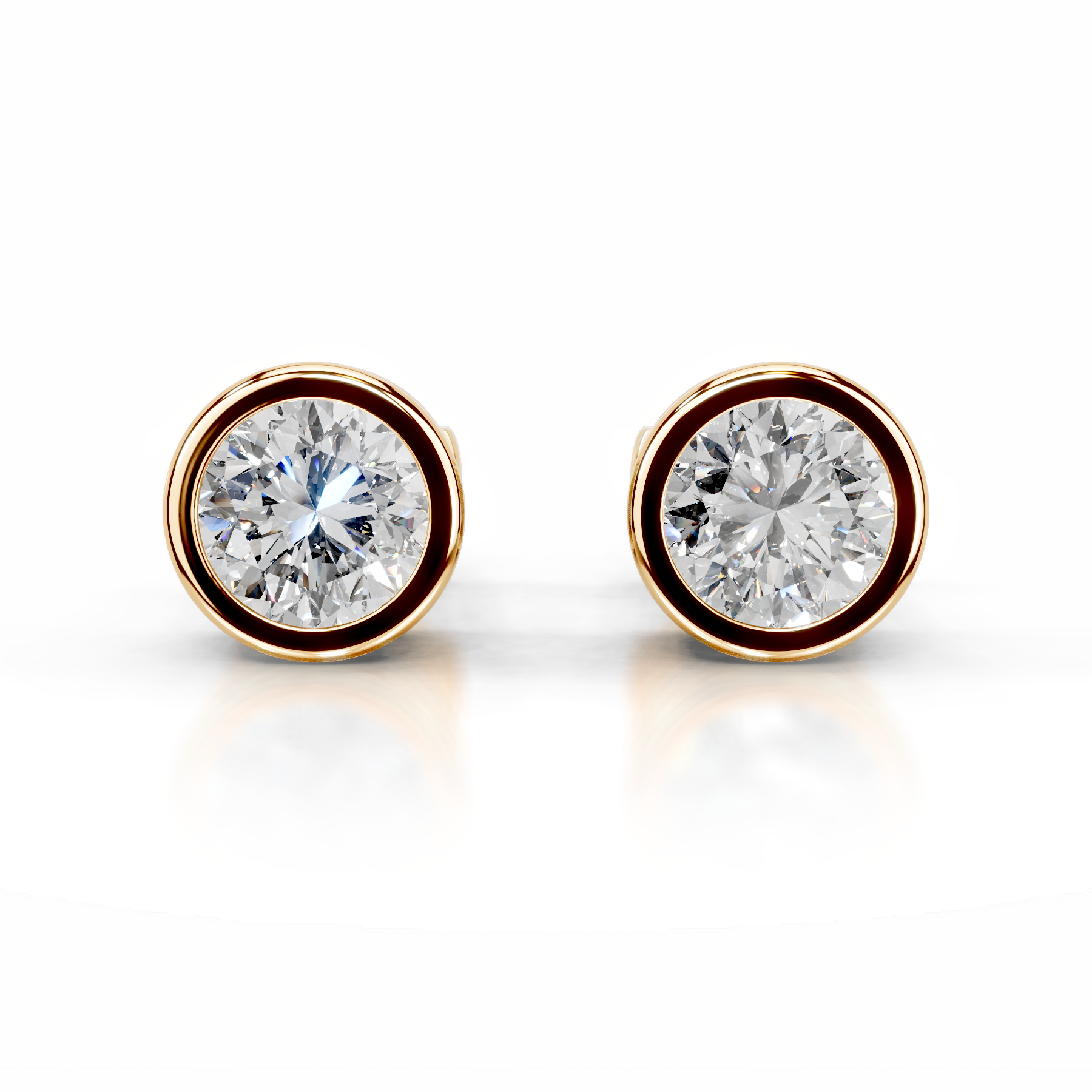 Amber Lab Grown Diamond Earrings (3 Carat) -18K Yellow Gold, Bezel