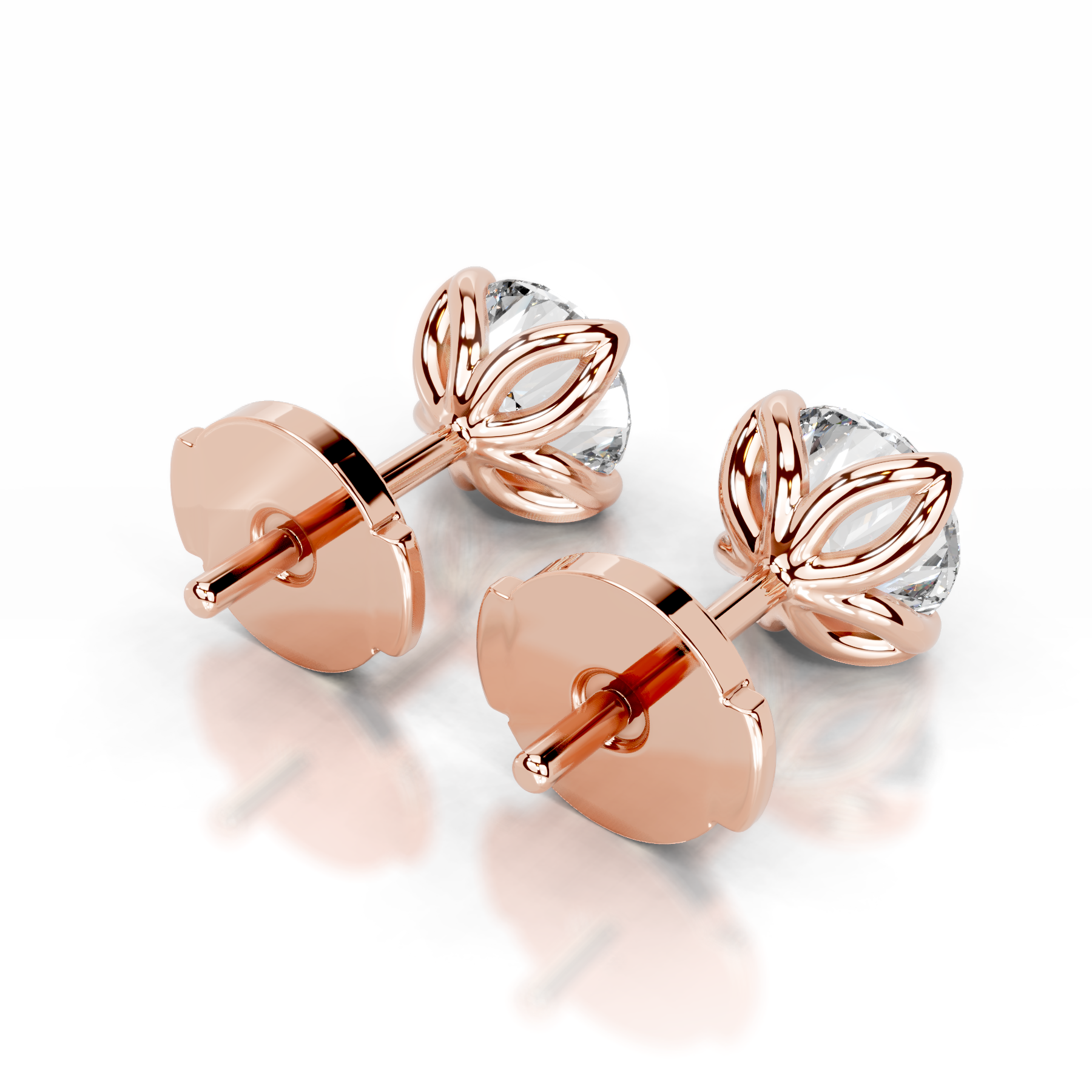 Doris Diamond Stud Earrings (4 Carat) -14K Rose Gold