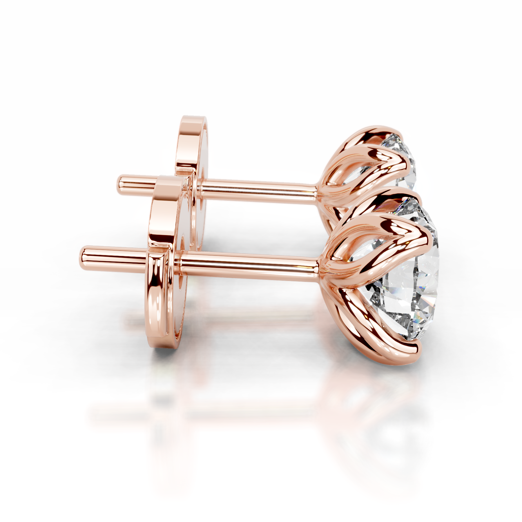 Doris Diamond Stud Earrings (4 Carat) -14K Rose Gold