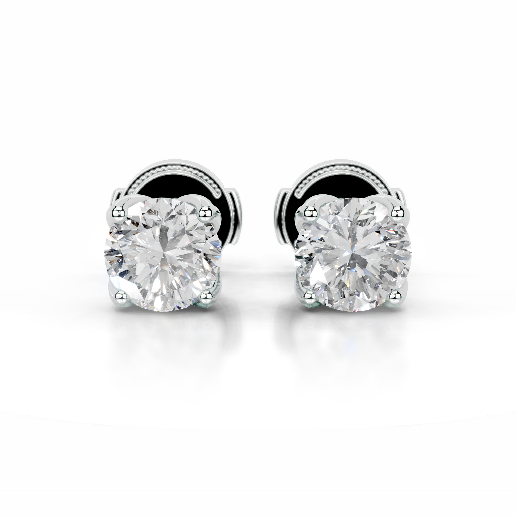 Doris Diamond Studs Earrings   (4 Carat) -14K White Gold