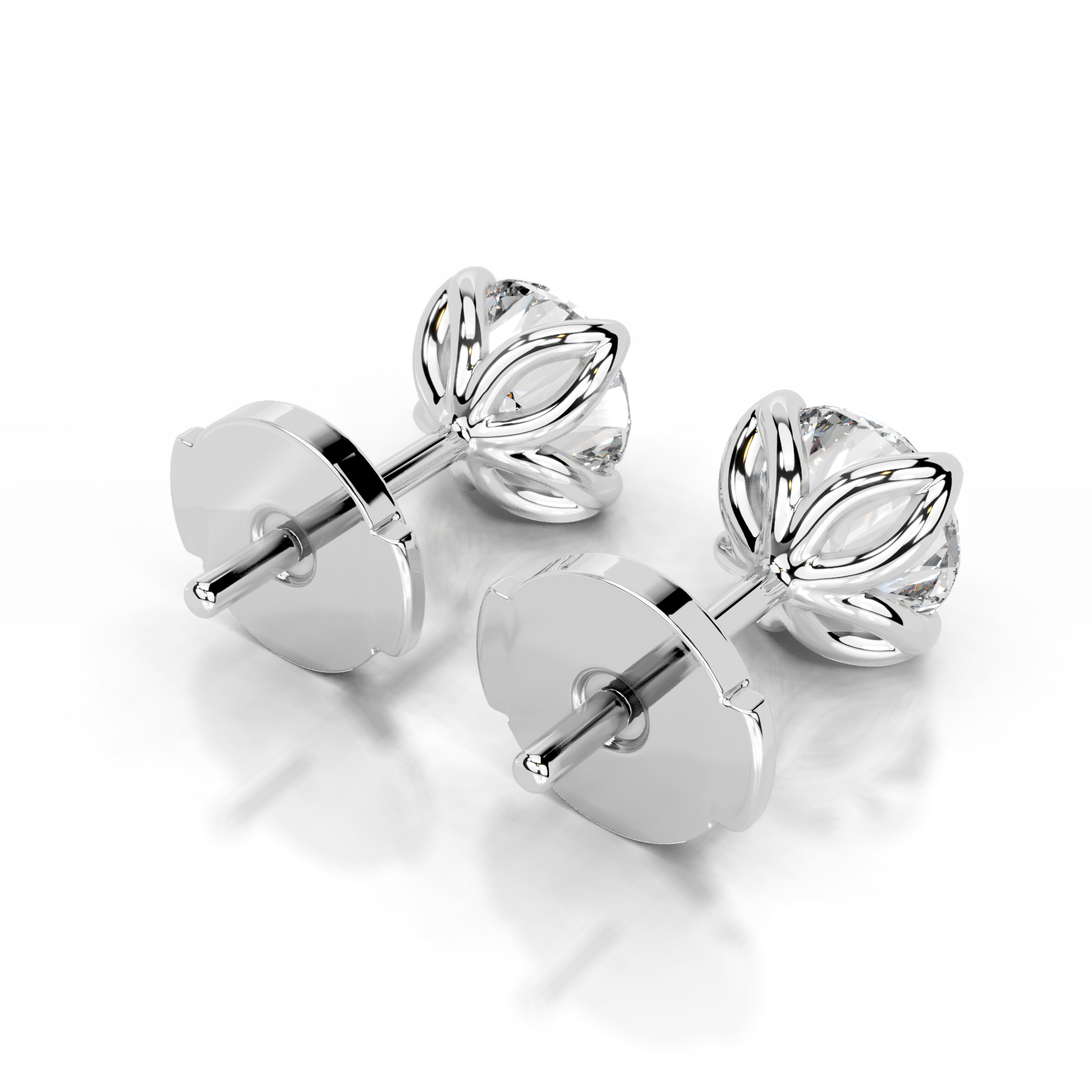 Doris Diamond Stud Earrings (4 Carat) -18K White Gold
