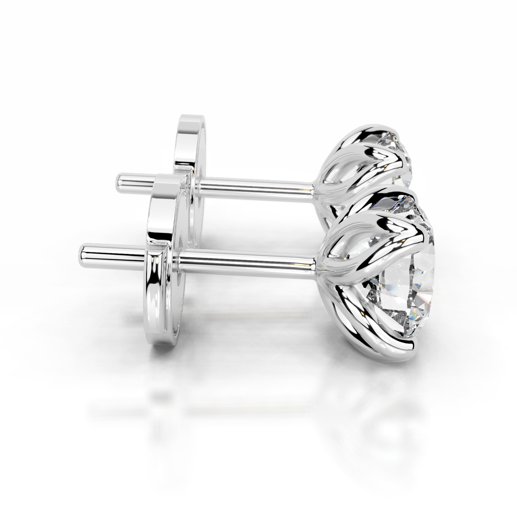 Doris Diamond Stud Earrings (4 Carat) -18K White Gold