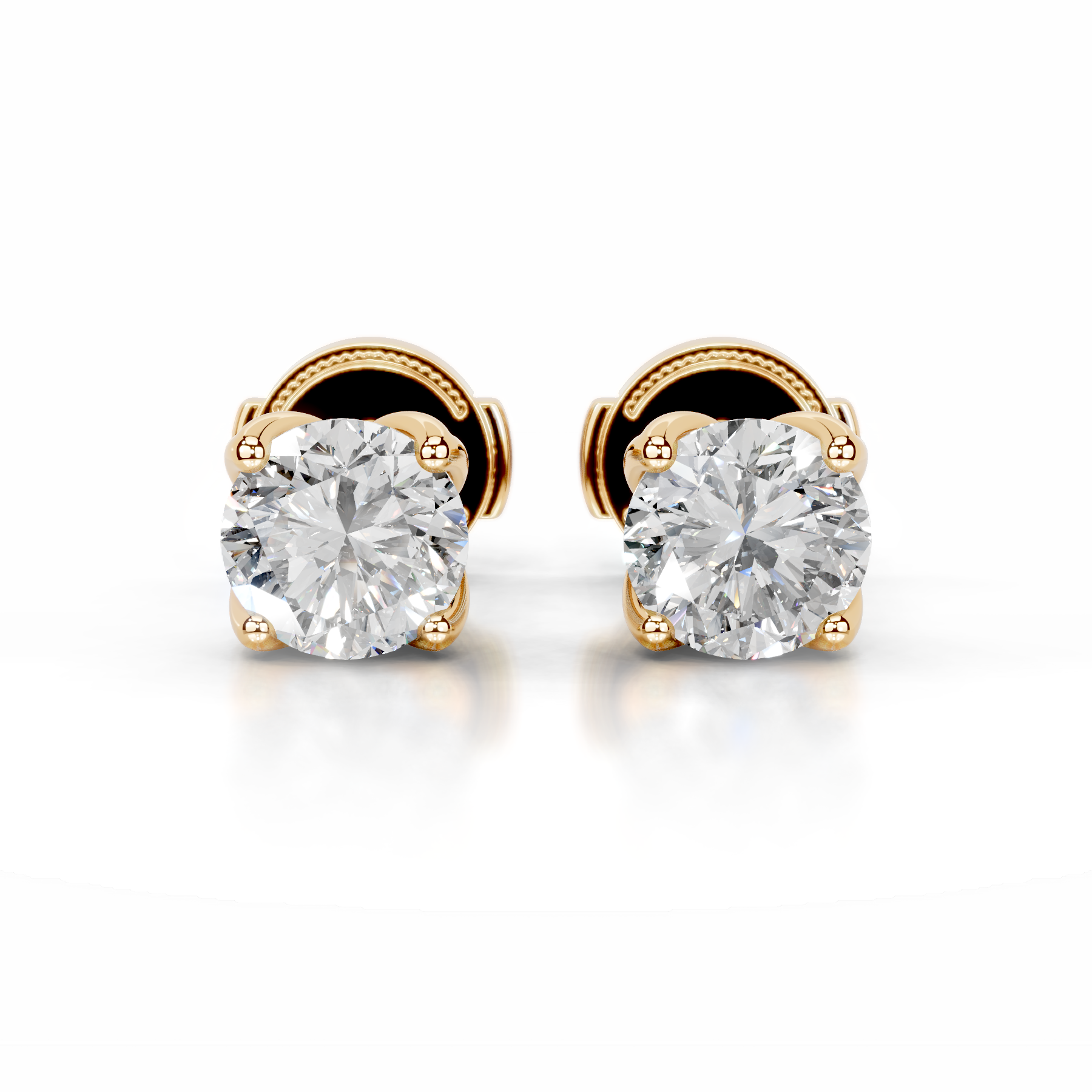 Doris Diamond Stud Earrings (4 Carat) -18K Yellow Gold