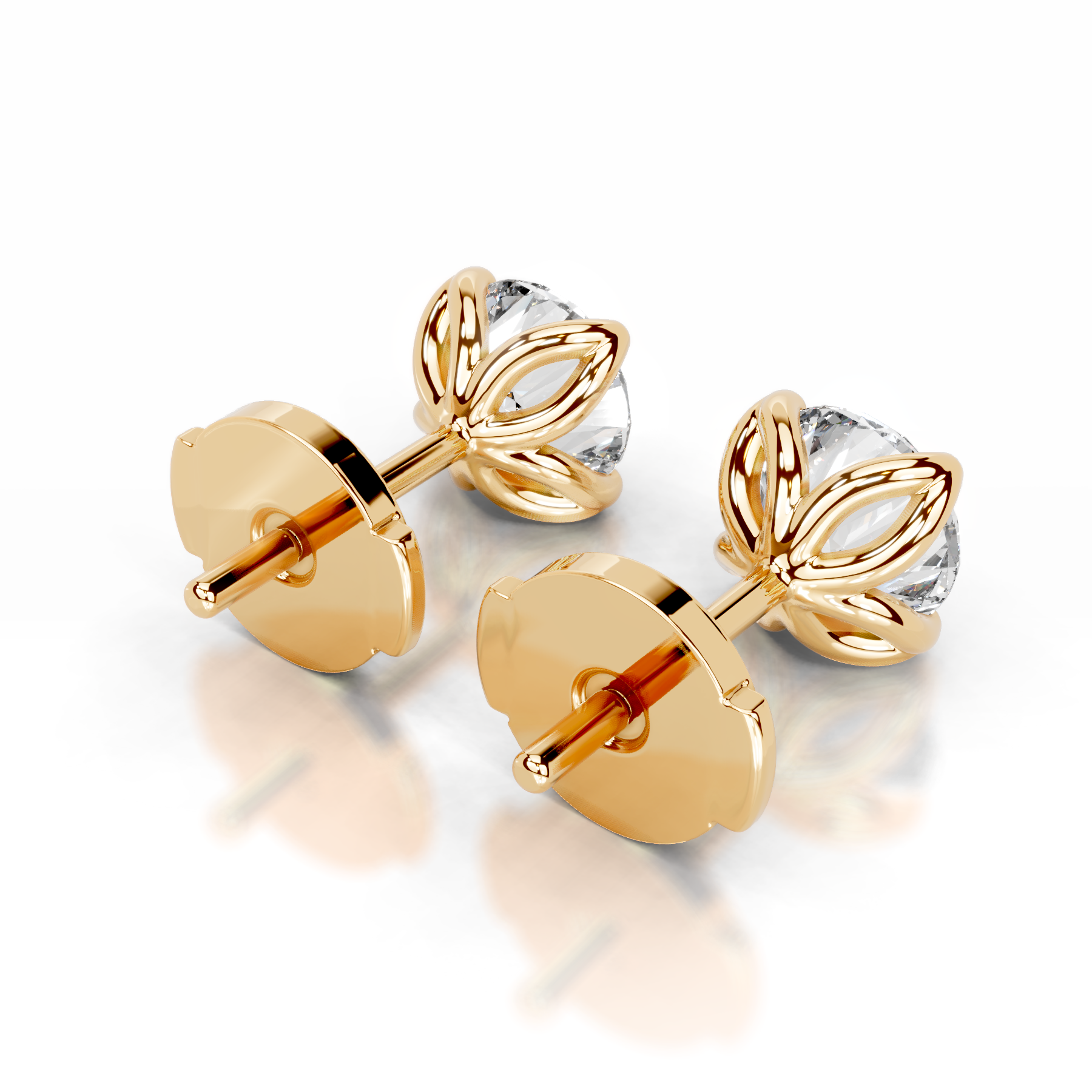 Doris Diamond Stud Earrings (4 Carat) -18K Yellow Gold