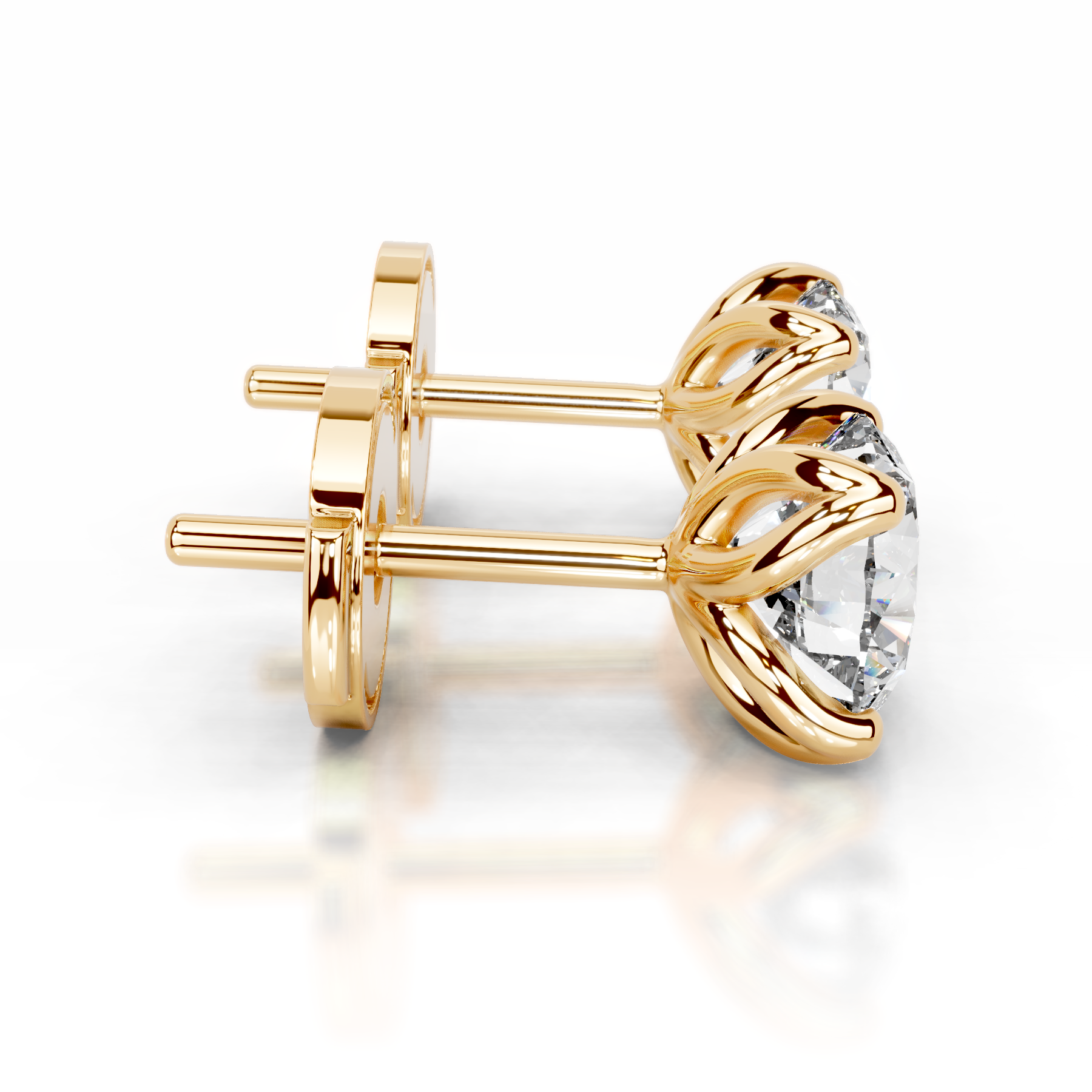 Doris Diamond Stud Earrings (4 Carat) -18K Yellow Gold