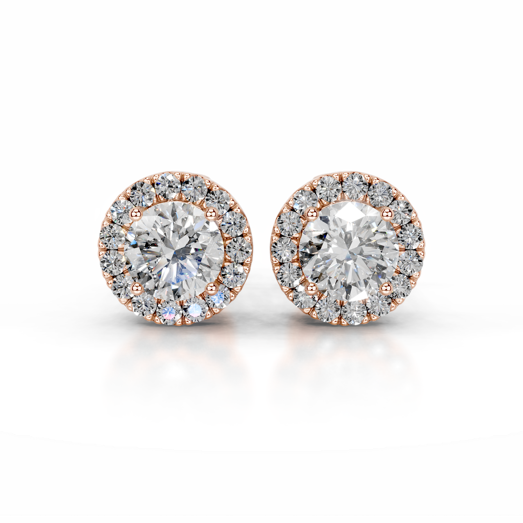 Isla Lab Grown Diamond Halo Earrings (5 Carat) -14K Rose Gold