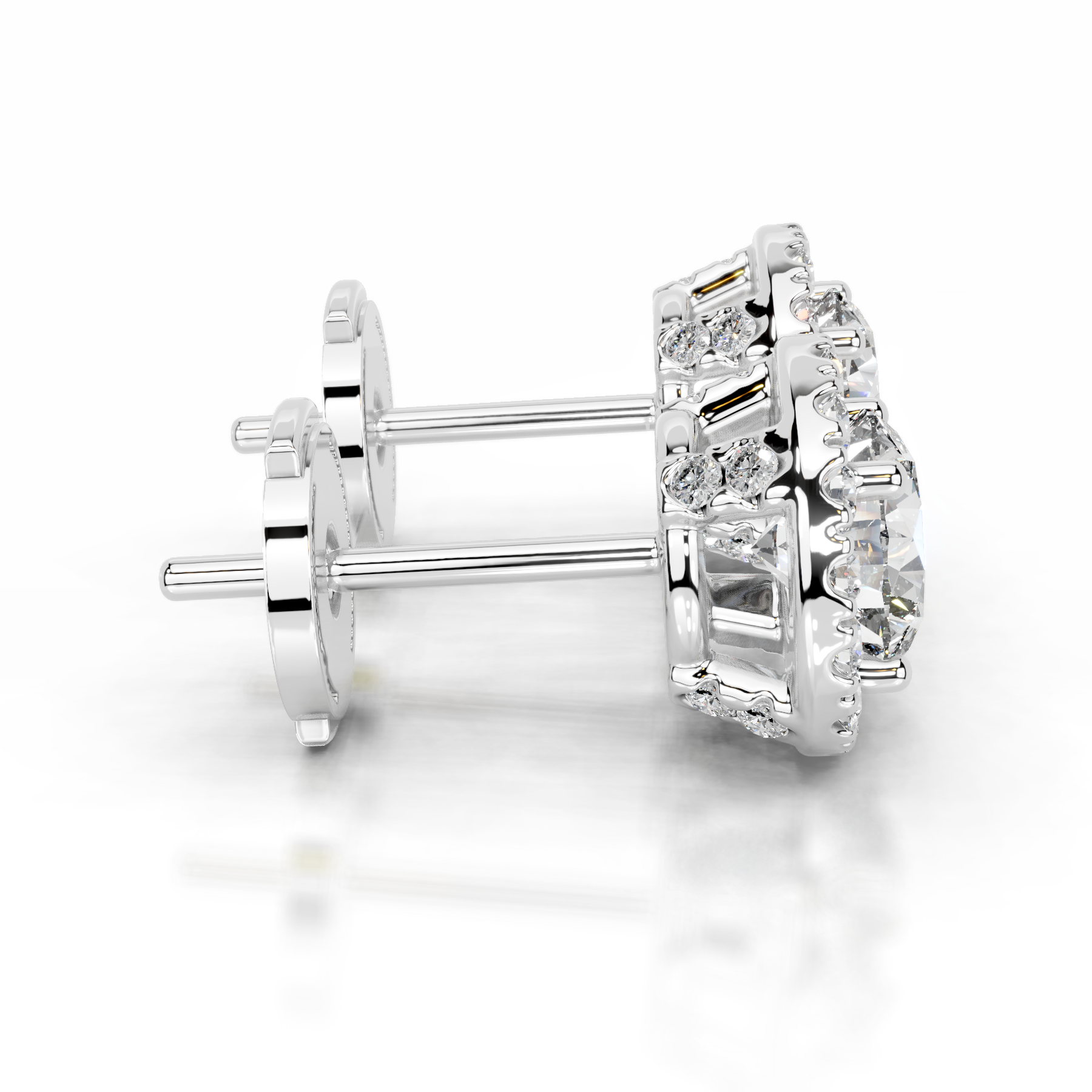 Isla Lab Grown Diamond Halo Earrings   (5 Carat) -14K White Gold