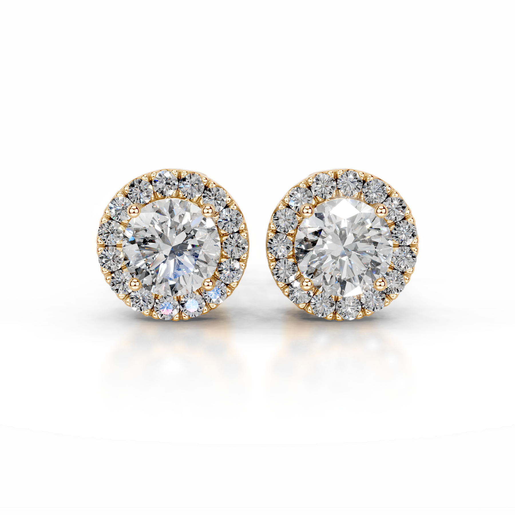 Isla Lab Grown Diamond Halo Earrings -18K Yellow Gold (RTS)