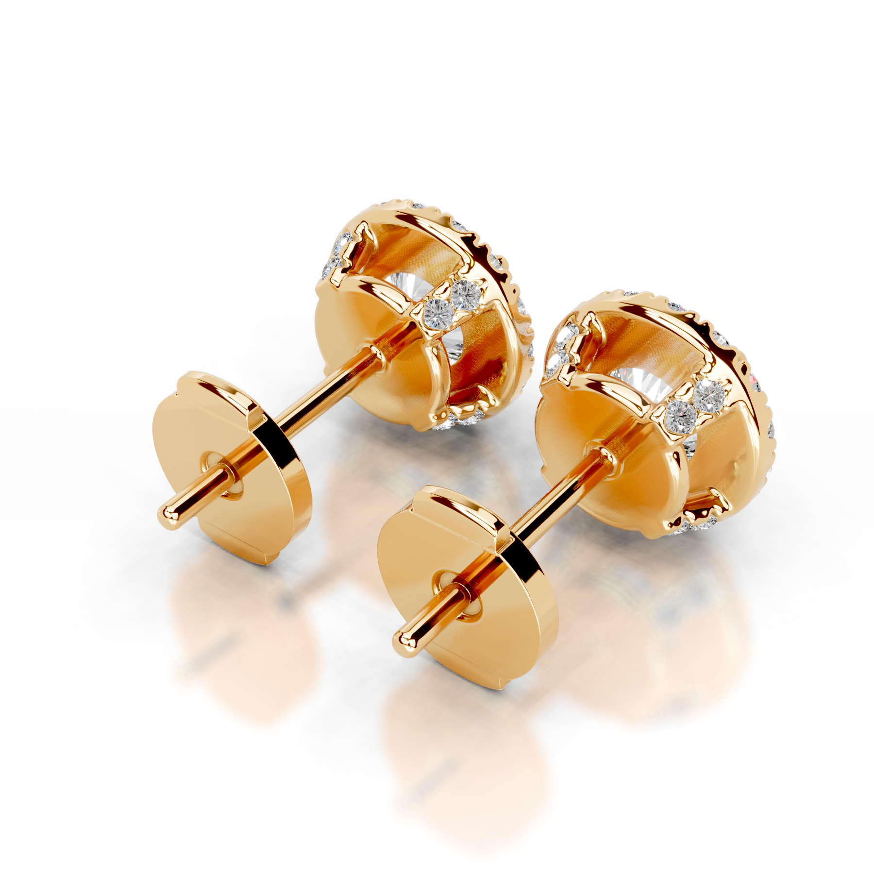 Isla Lab Grown Diamond Halo Earrings -18K Yellow Gold (RTS)
