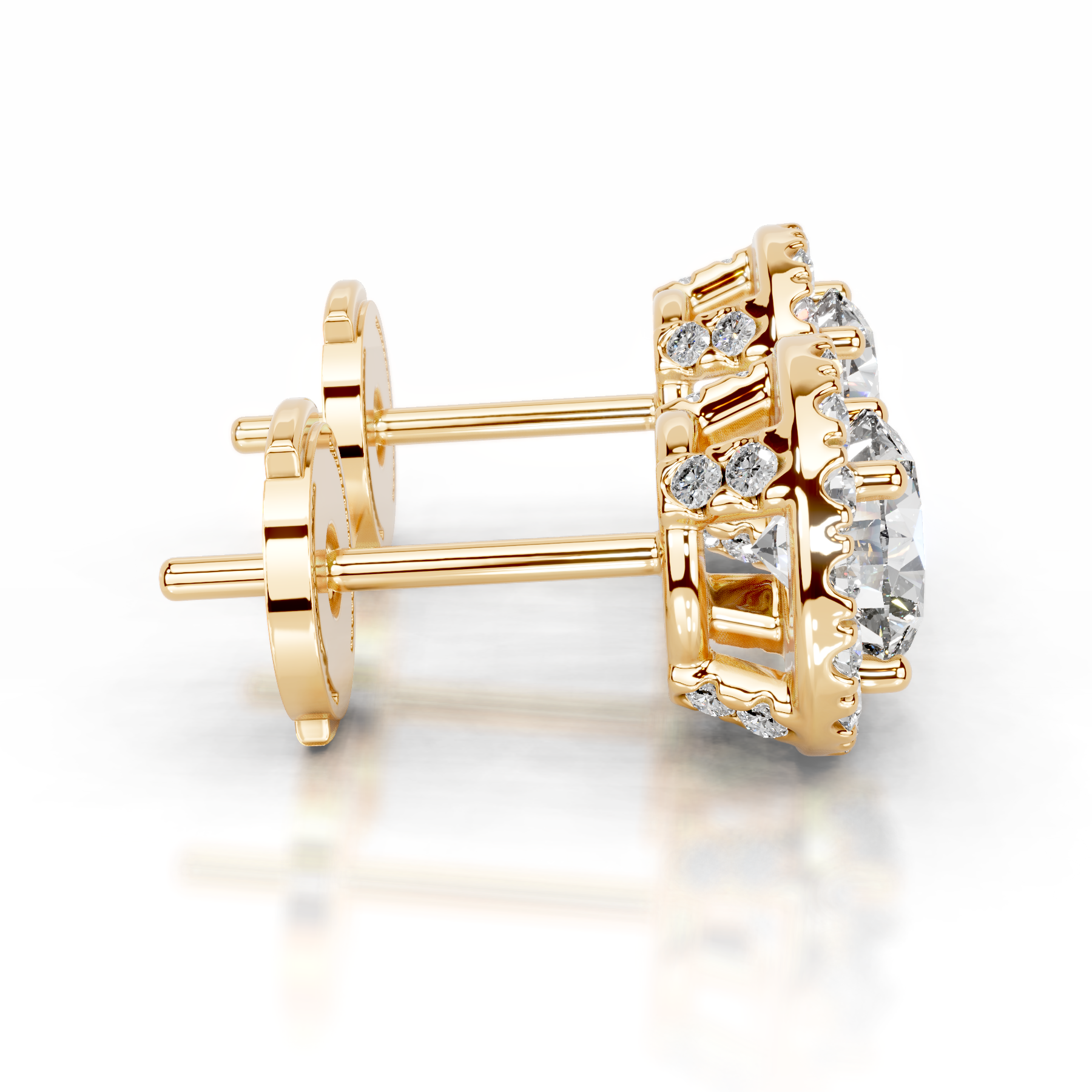 Isla Lab Grown Diamond Halo Earrings -18K Yellow Gold (RTS)