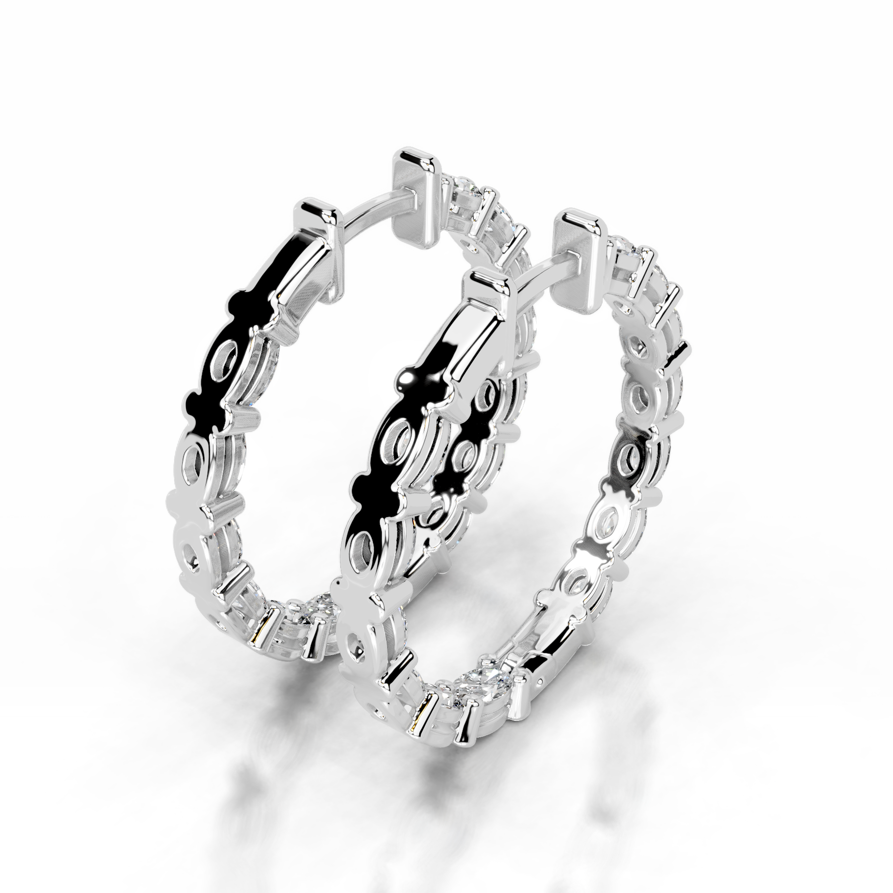 Daphne Diamond Hoop Earrings   (4.30 Carat) -14K White Gold