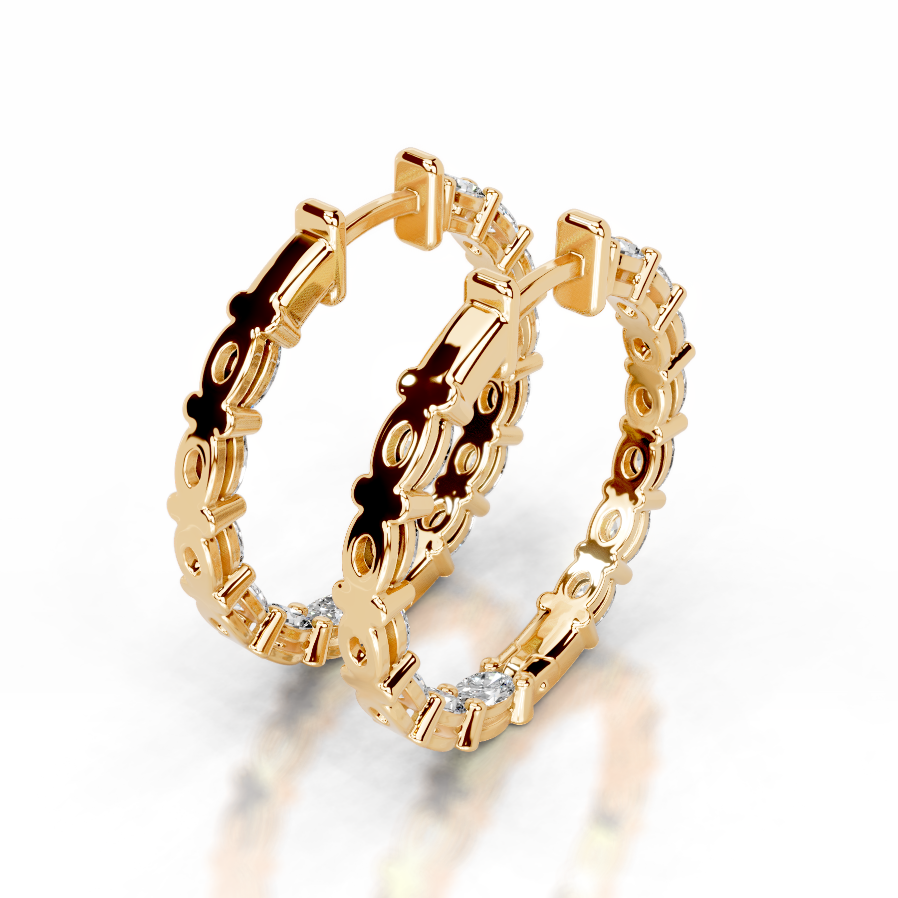 Daphne Diamond Hoop Earrings (4.30 Carat) -18K Yellow Gold