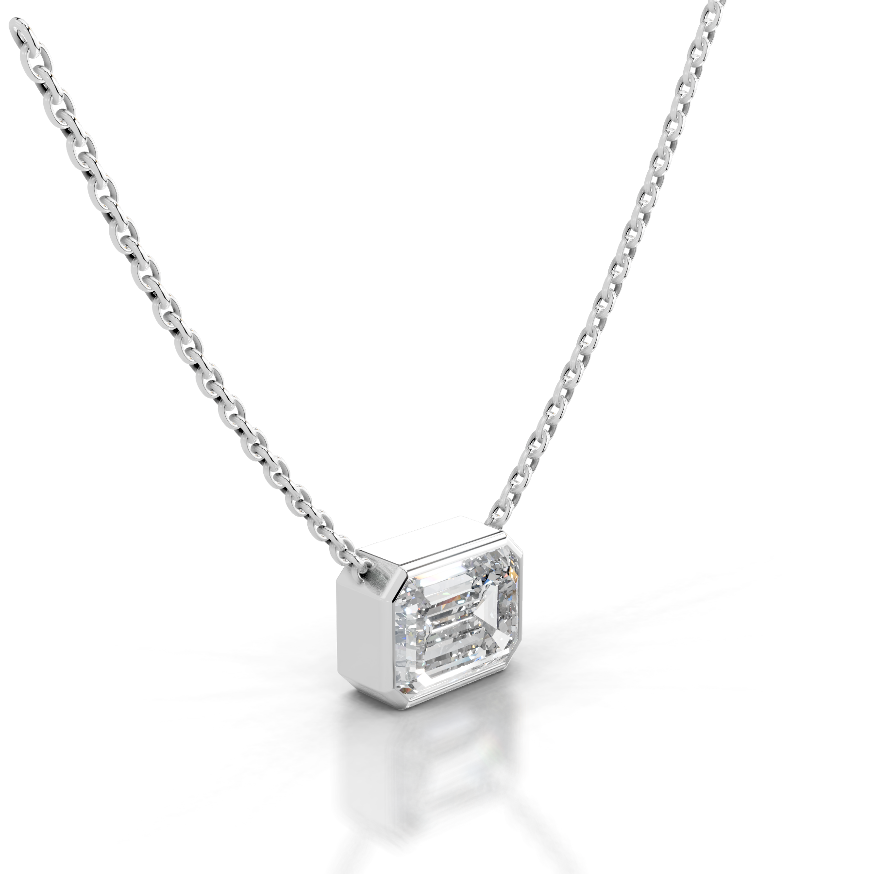 Etta Diamond Pendant  (2 Carat) -14K White Gold